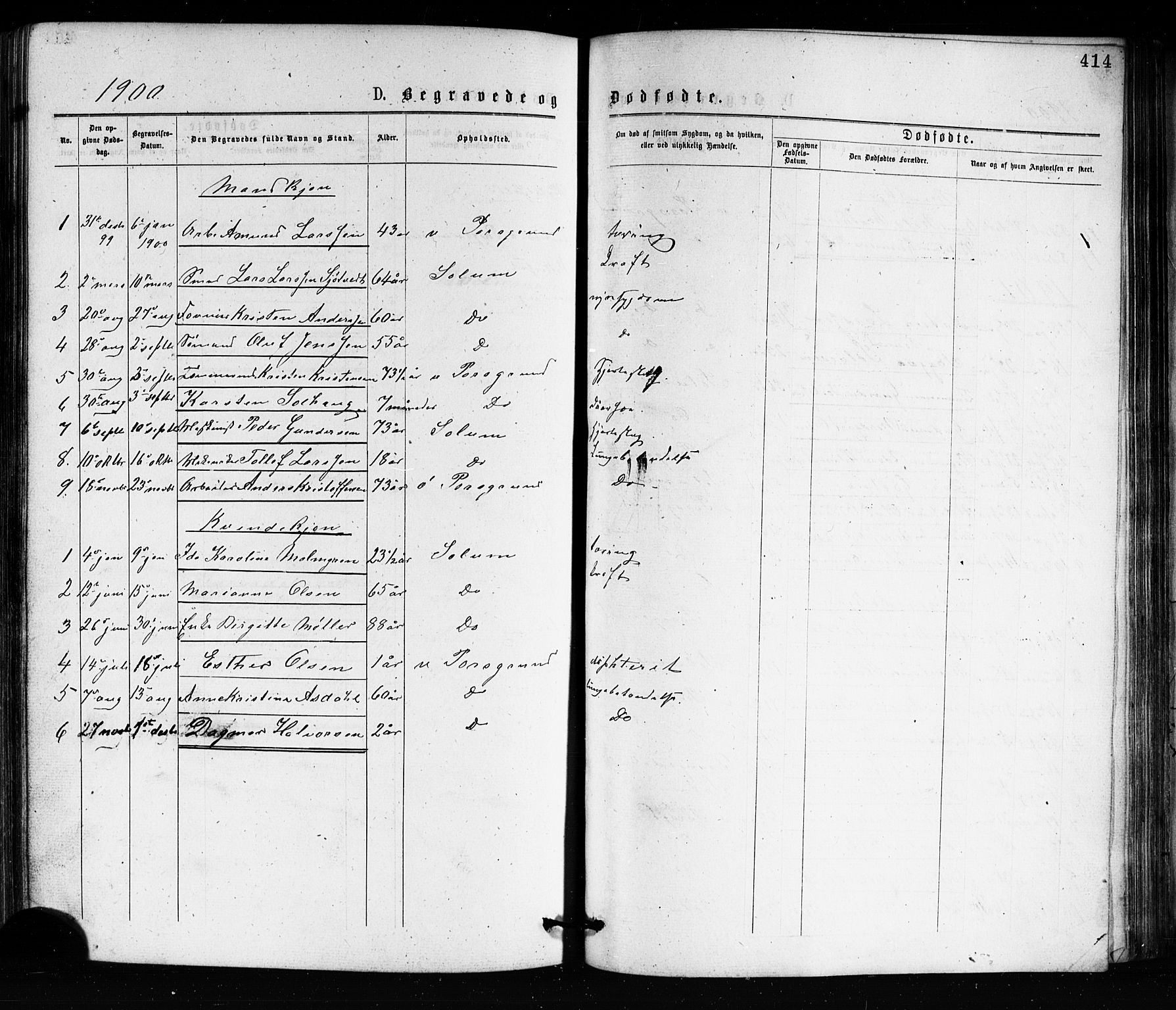 Porsgrunn kirkebøker , SAKO/A-104/G/Ga/L0003: Parish register (copy) no. I 3, 1877-1915, p. 414