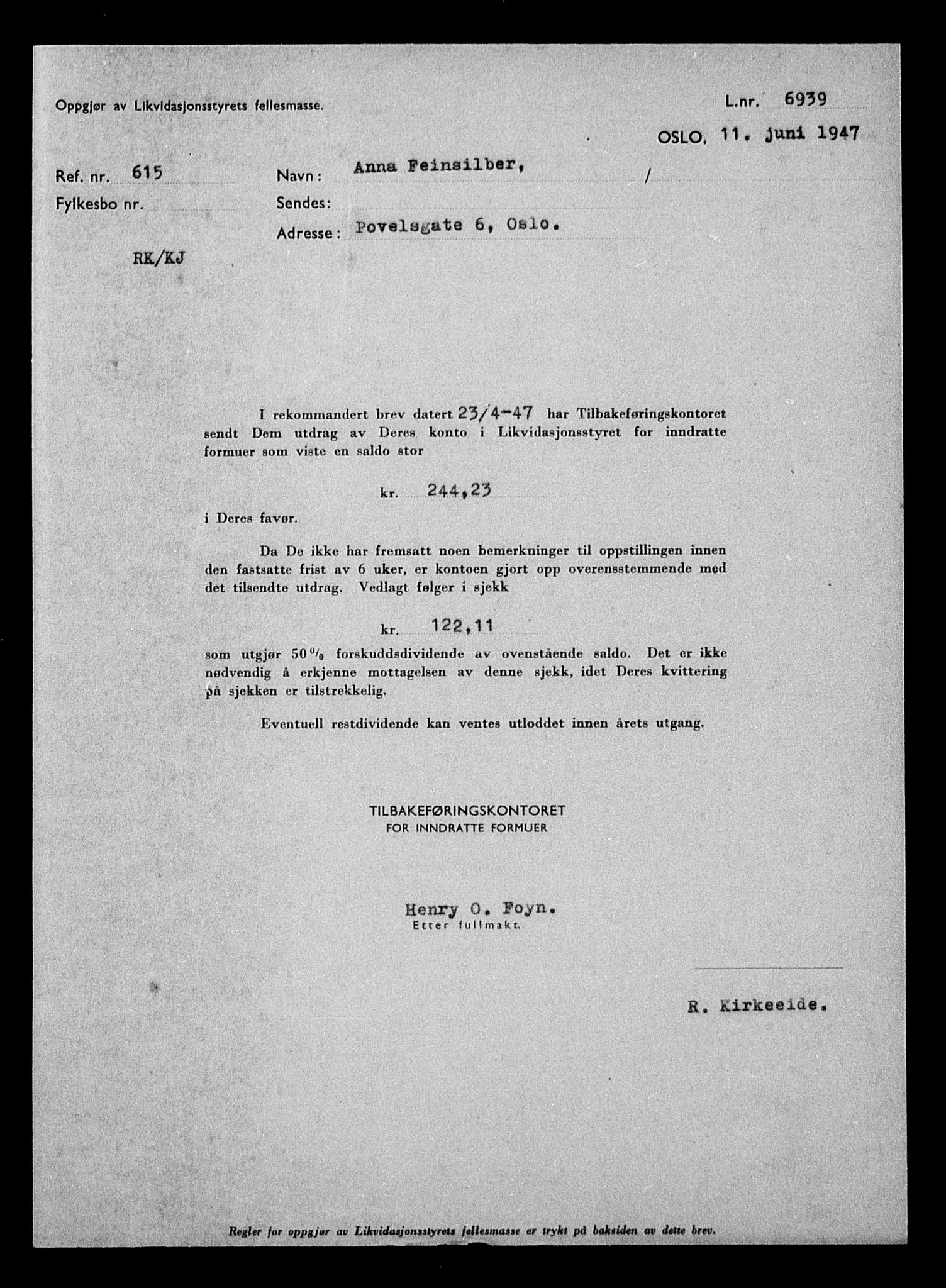 Justisdepartementet, Tilbakeføringskontoret for inndratte formuer, AV/RA-S-1564/H/Hc/Hcc/L0934: --, 1945-1947, p. 539