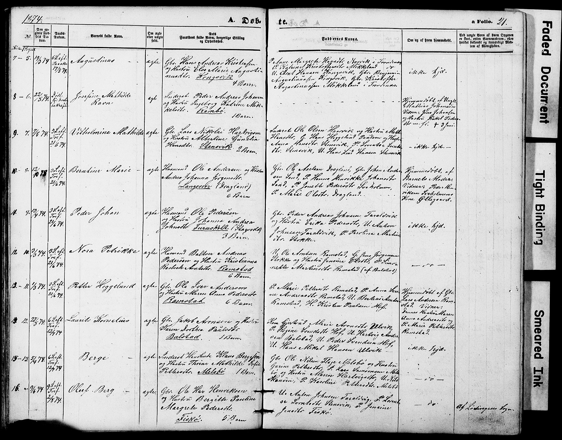 Ministerialprotokoller, klokkerbøker og fødselsregistre - Nordland, AV/SAT-A-1459/865/L0930: Parish register (copy) no. 865C02, 1866-1884, p. 21