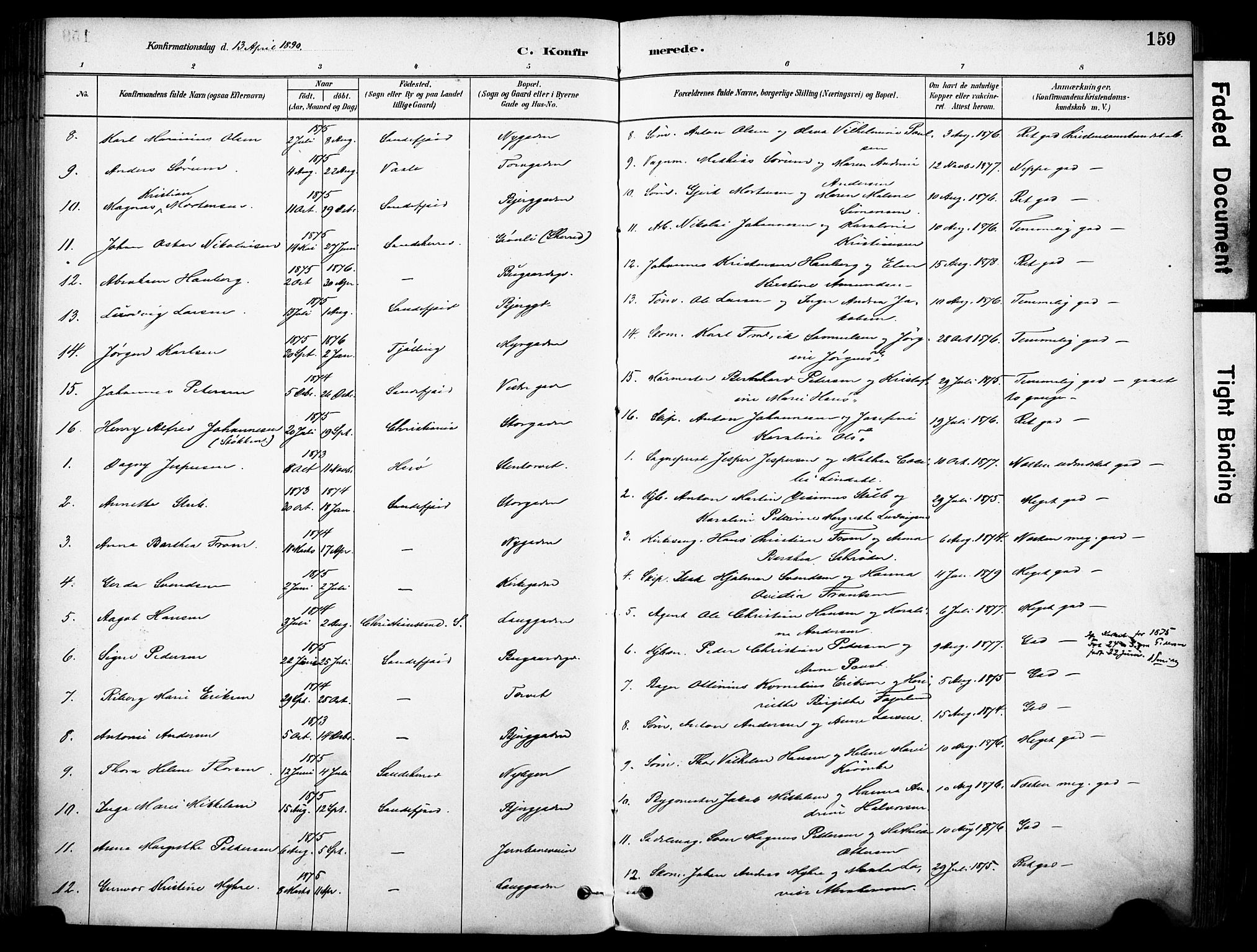 Sandefjord kirkebøker, AV/SAKO-A-315/F/Fa/L0002: Parish register (official) no. 2, 1880-1894, p. 159