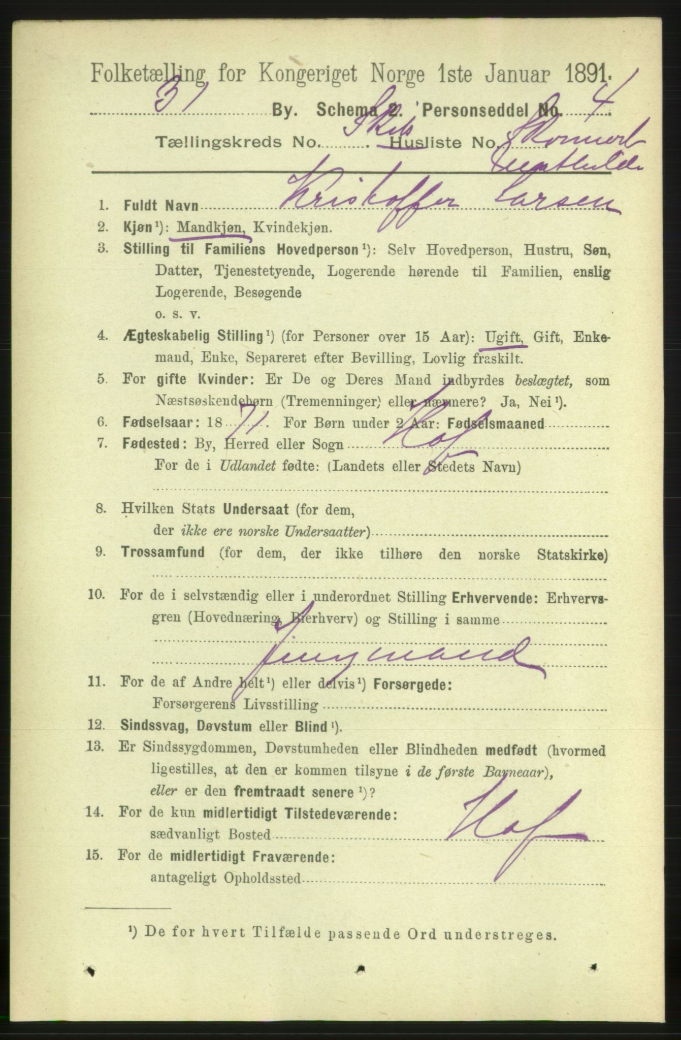 RA, 1891 census for 0901 Risør, 1891, p. 4171