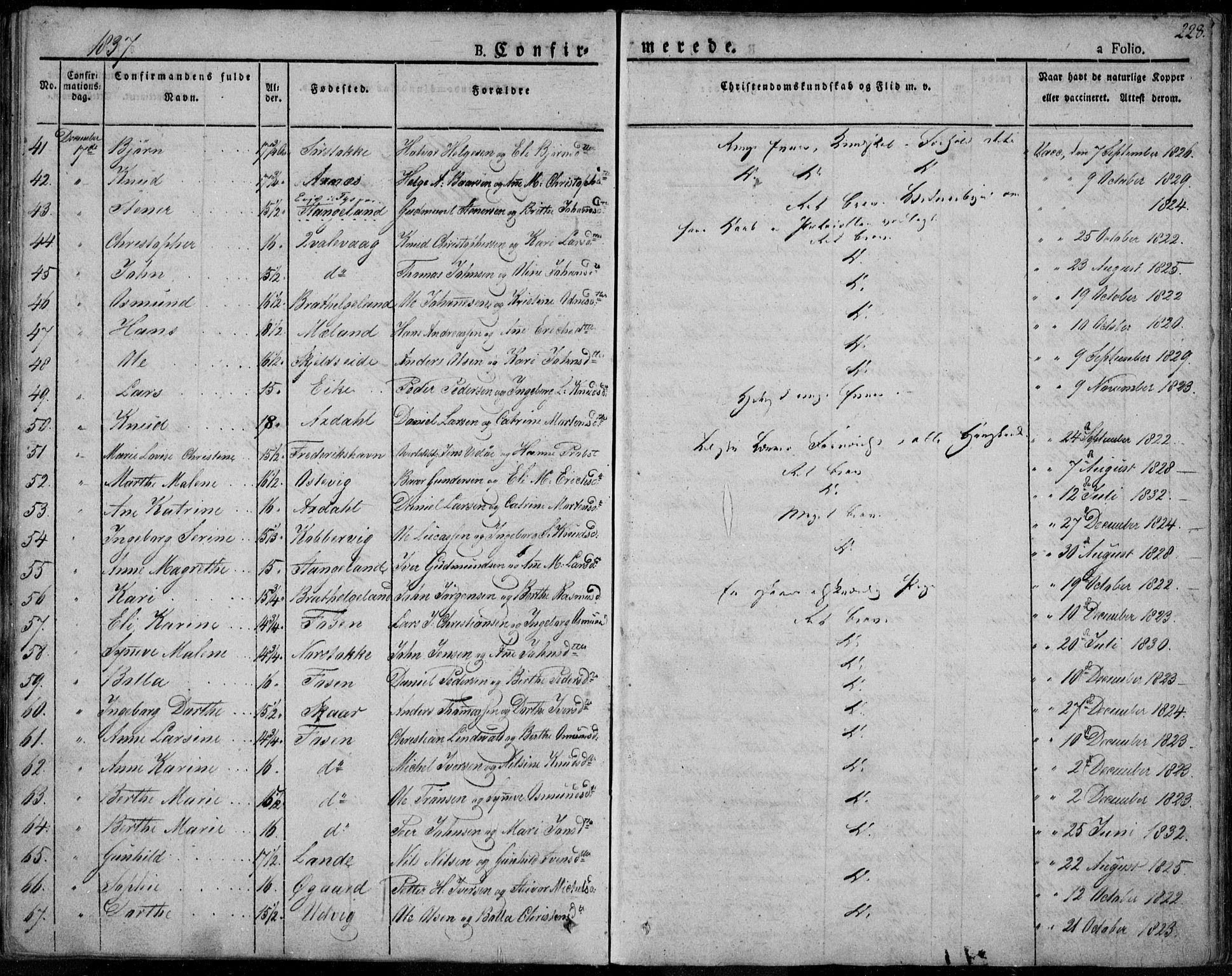 Avaldsnes sokneprestkontor, SAST/A -101851/H/Ha/Haa/L0005: Parish register (official) no. A 5.1, 1825-1841, p. 228
