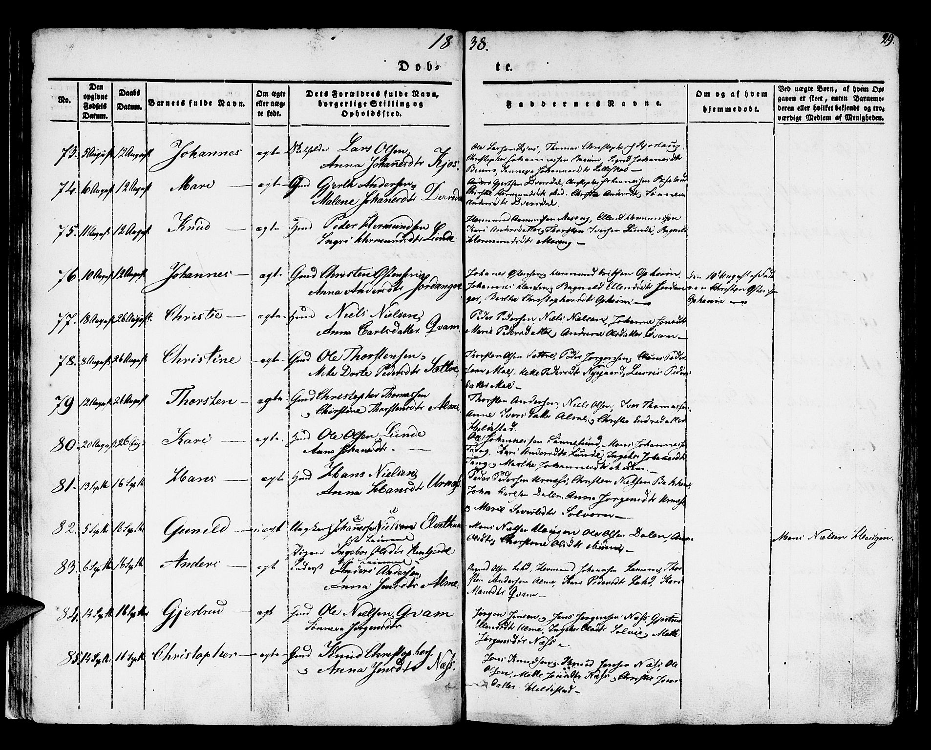 Hafslo sokneprestembete, AV/SAB-A-80301/H/Haa/Haaa/L0005: Parish register (official) no. A 5, 1834-1852, p. 29