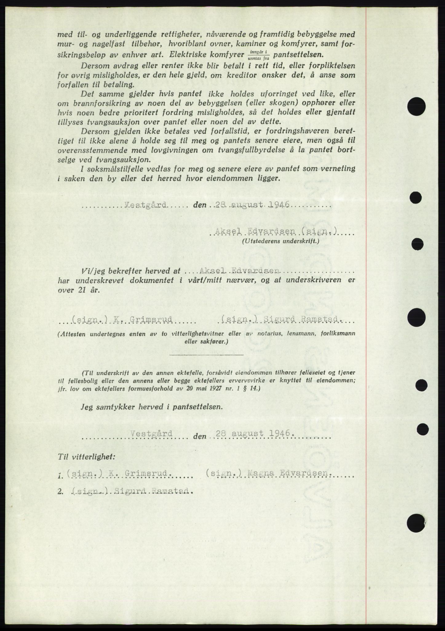 Moss sorenskriveri, SAO/A-10168: Mortgage book no. B15, 1946-1946, Diary no: : 2044/1946