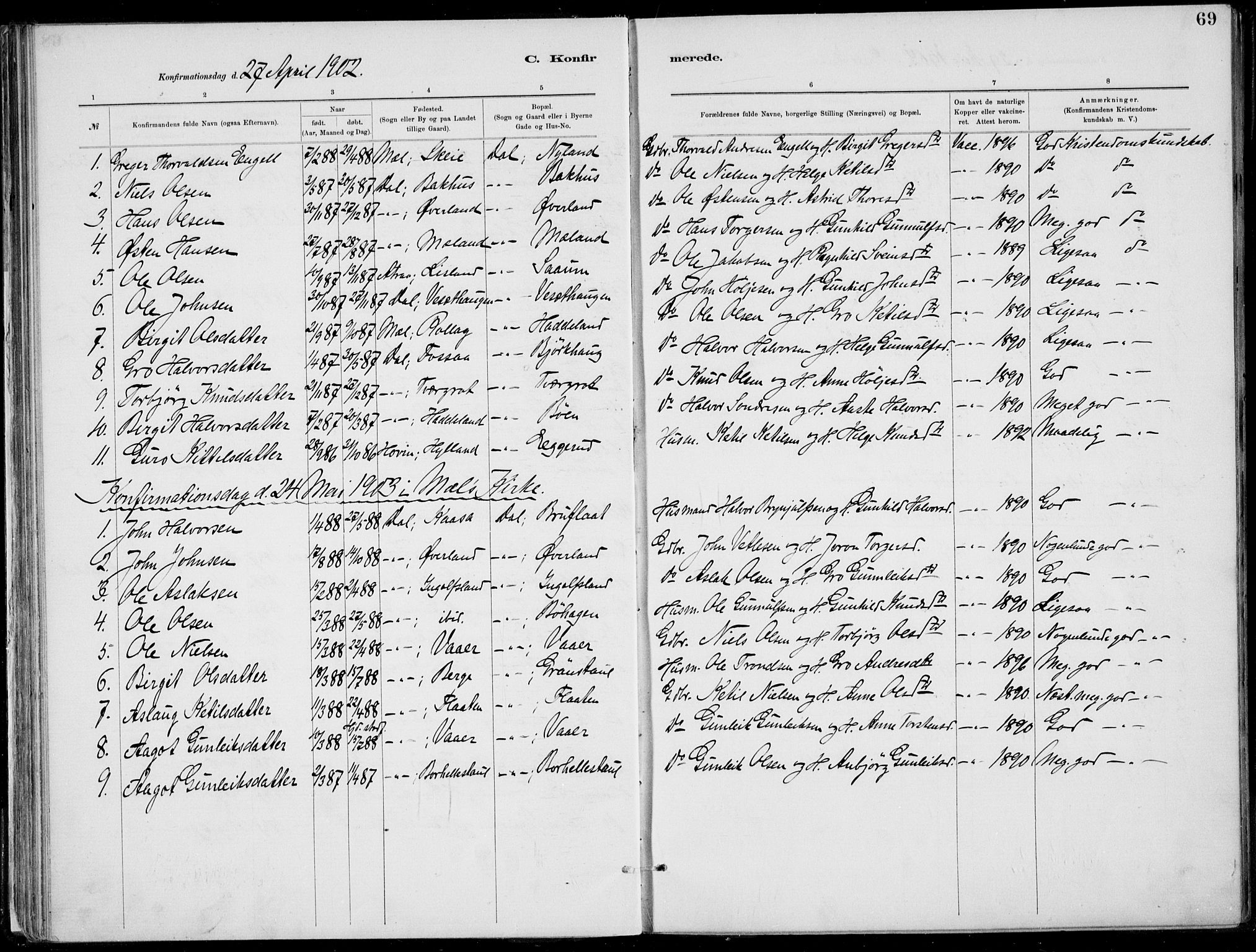 Rjukan kirkebøker, AV/SAKO-A-294/F/Fa/L0001: Parish register (official) no. 1, 1878-1912, p. 69