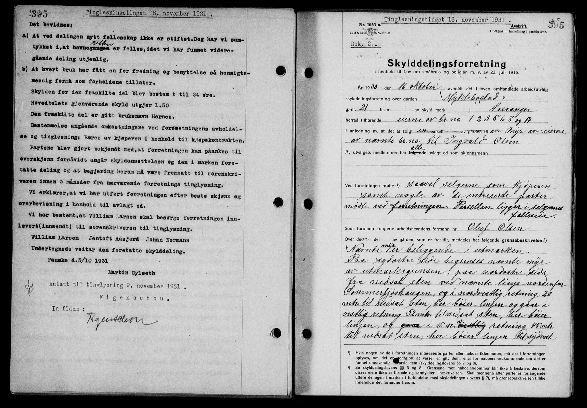 Steigen og Ofoten sorenskriveri, SAT/A-0030/1/2/2C/L0019: Mortgage book no. 22, 1931-1931, Deed date: 16.11.1931