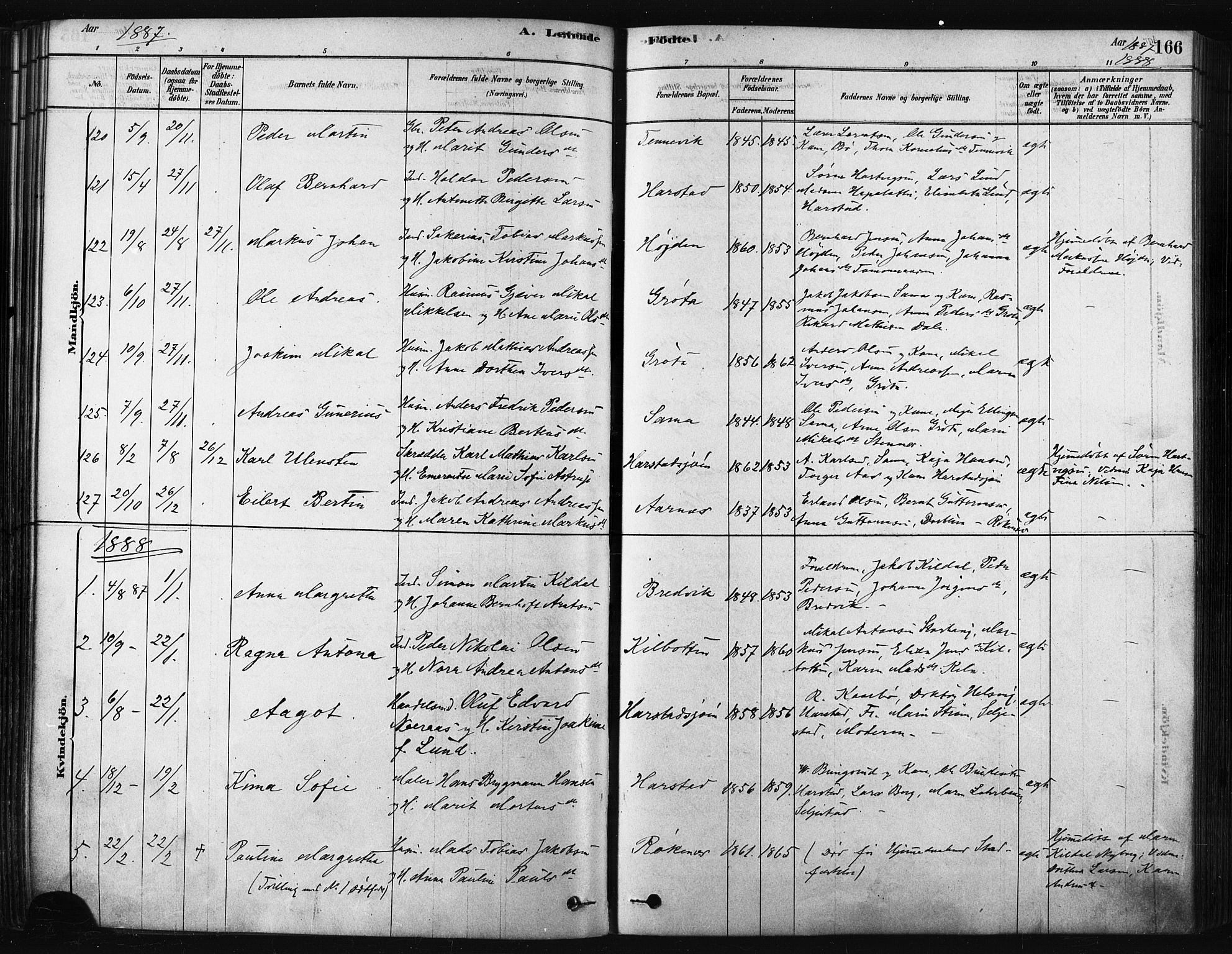 Trondenes sokneprestkontor, SATØ/S-1319/H/Ha/L0014kirke: Parish register (official) no. 14, 1878-1889, p. 166