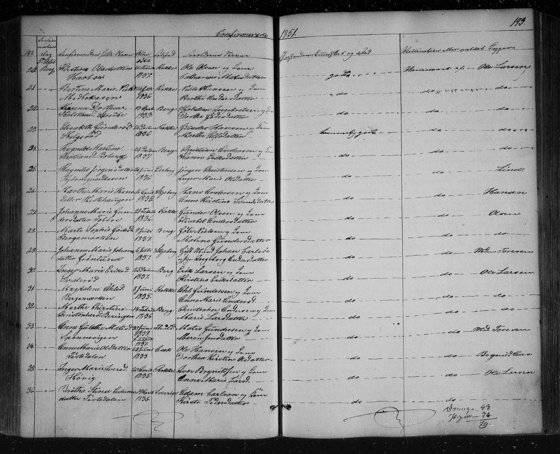 Berg prestekontor Kirkebøker, AV/SAO-A-10902/F/Fa/L0004: Parish register (official) no. I 4, 1843-1860, p. 193