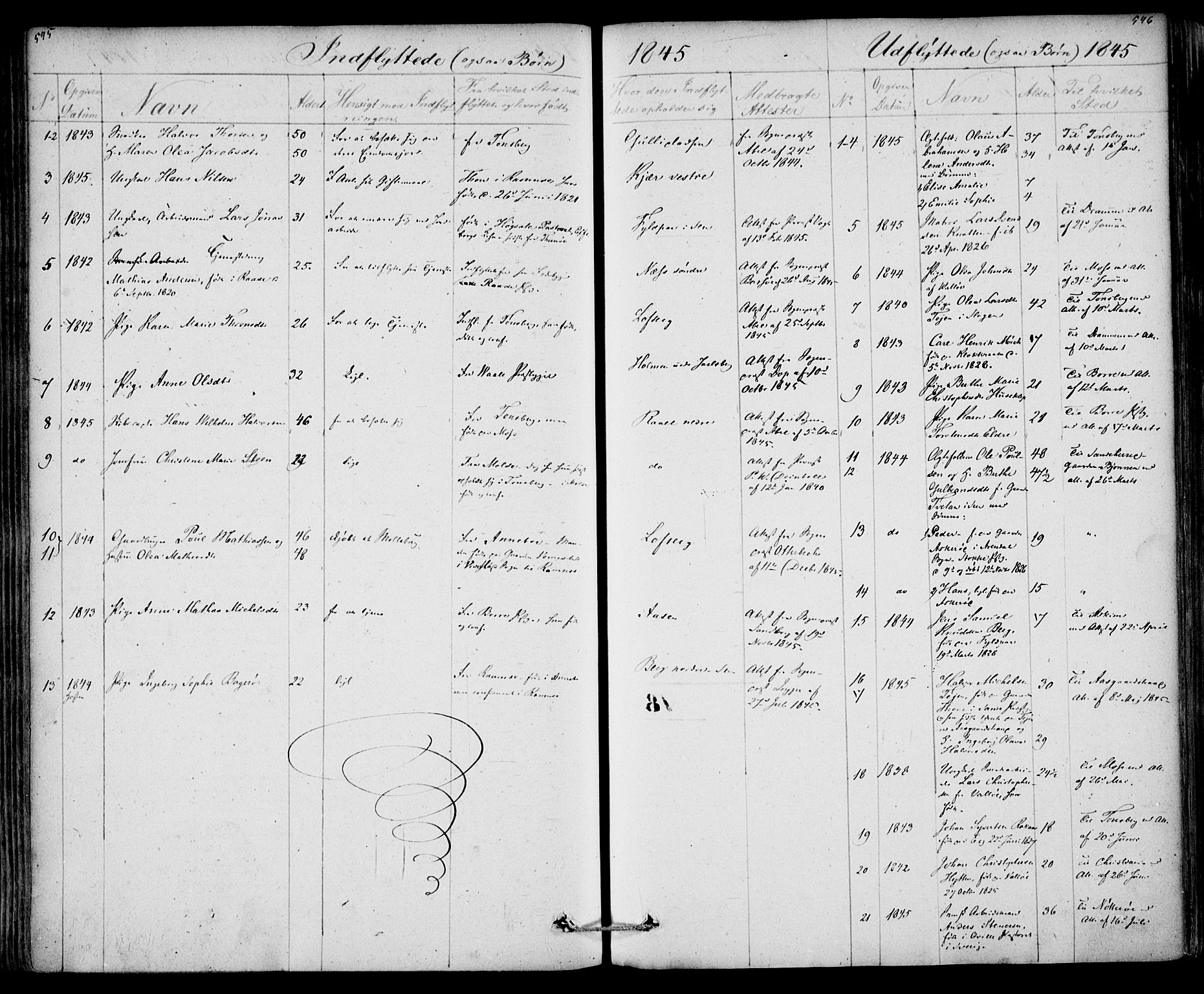 Sem kirkebøker, SAKO/A-5/F/Fa/L0006: Parish register (official) no. I 6, 1843-1855, p. 545-546