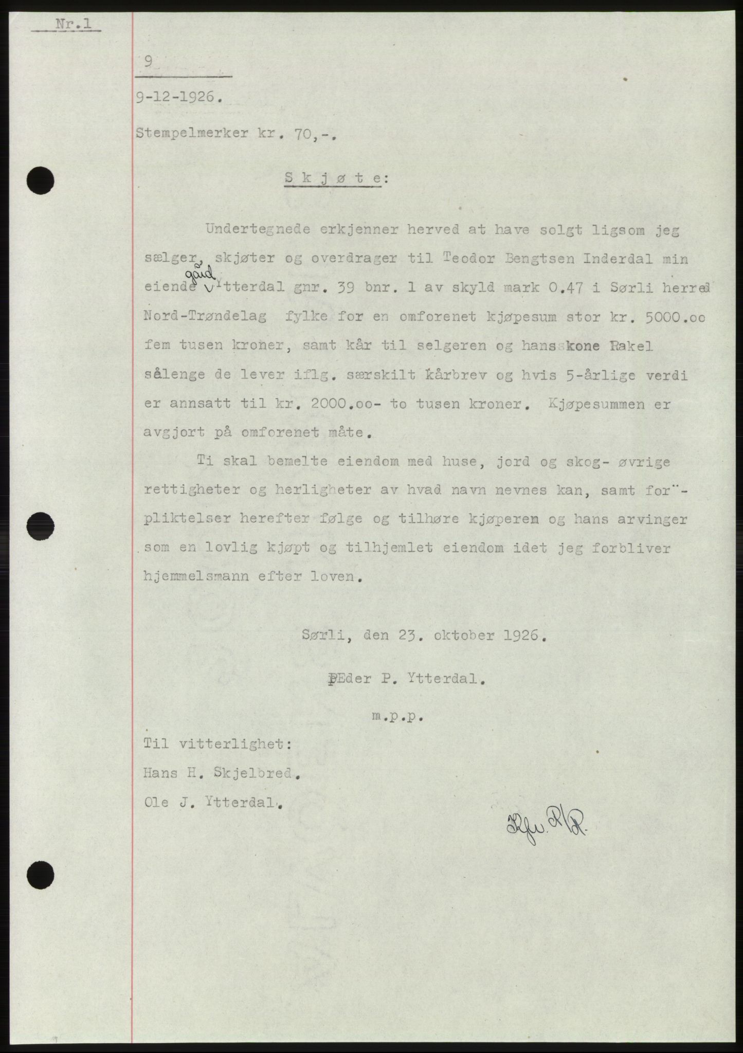 Namdal sorenskriveri, SAT/A-4133/1/2/2C: Mortgage book no. -, 1926-1930, Deed date: 09.12.1926