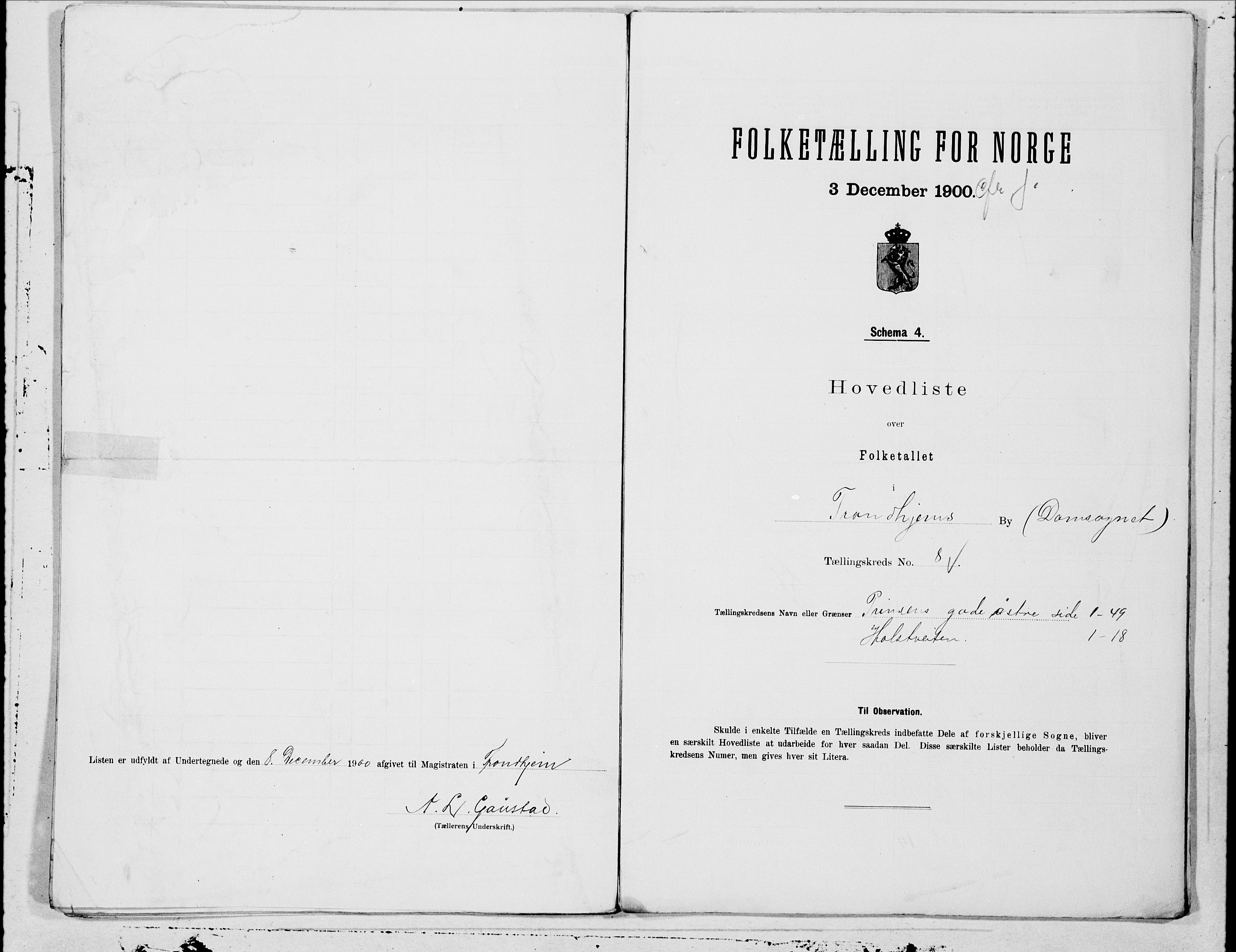 SAT, 1900 census for Trondheim, 1900, p. 15