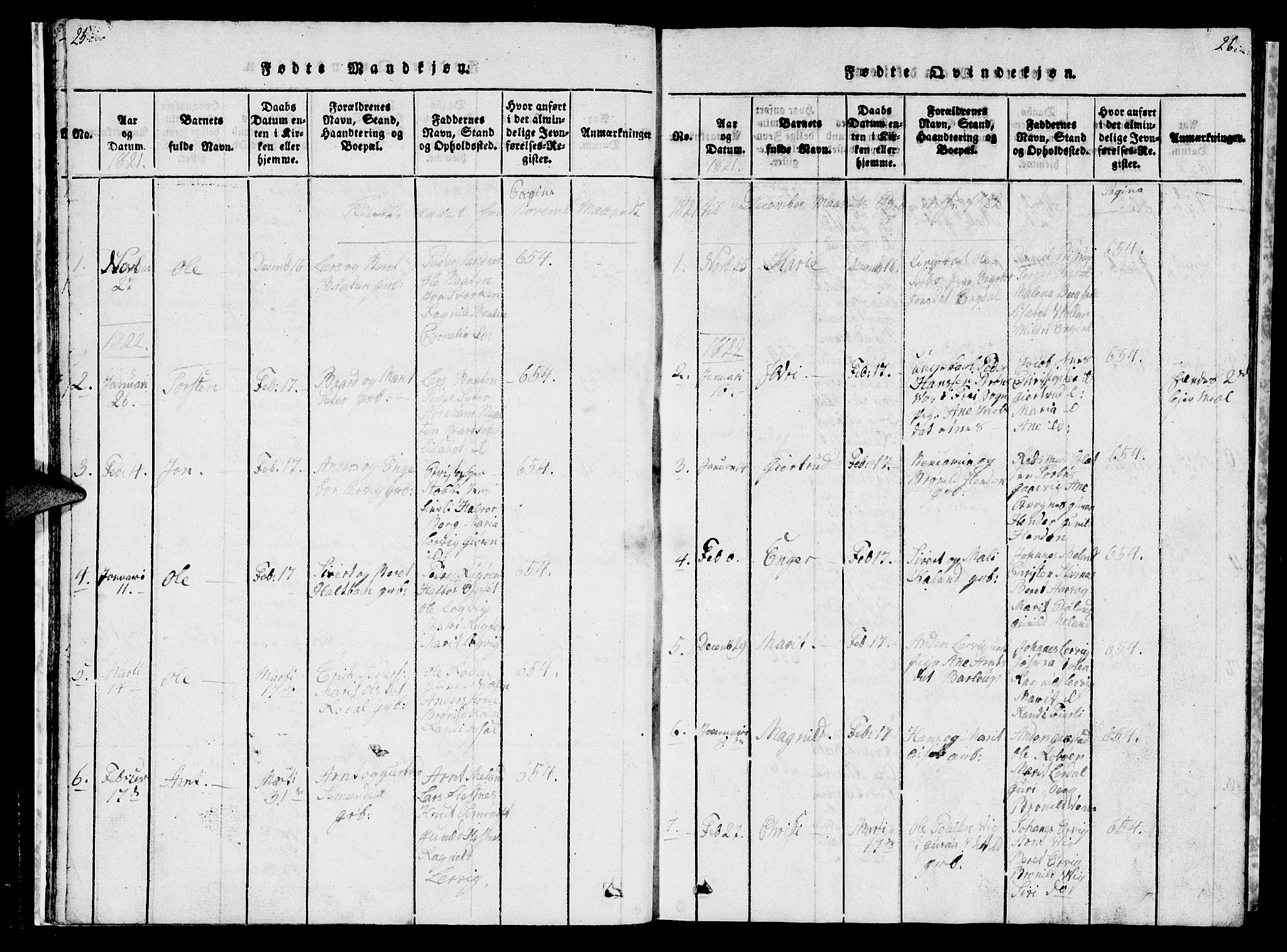 Ministerialprotokoller, klokkerbøker og fødselsregistre - Møre og Romsdal, AV/SAT-A-1454/578/L0908: Parish register (copy) no. 578C01, 1819-1837, p. 25-26