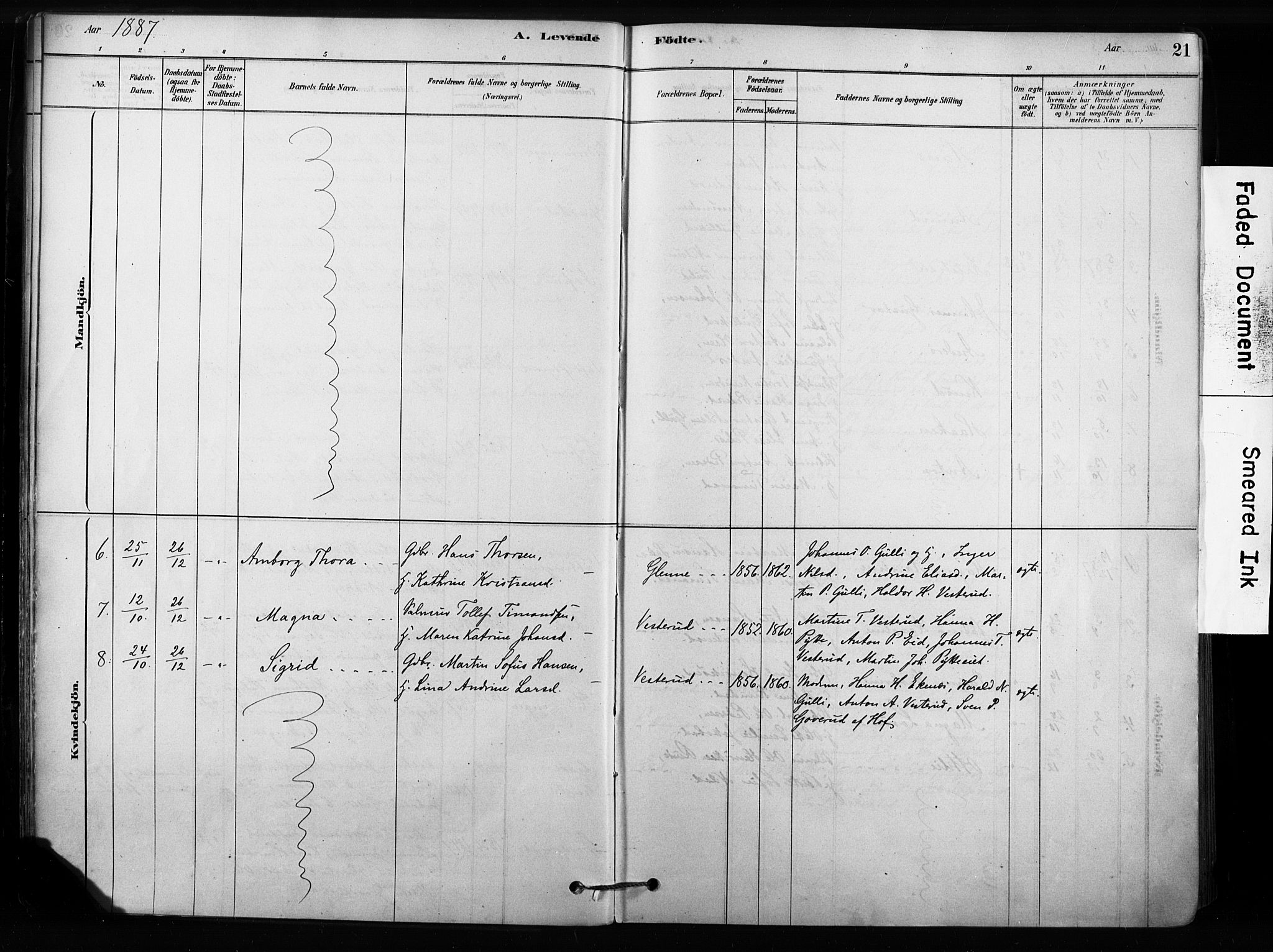 Sandsvær kirkebøker, SAKO/A-244/F/Fc/L0001: Parish register (official) no. III 1, 1878-1923, p. 21