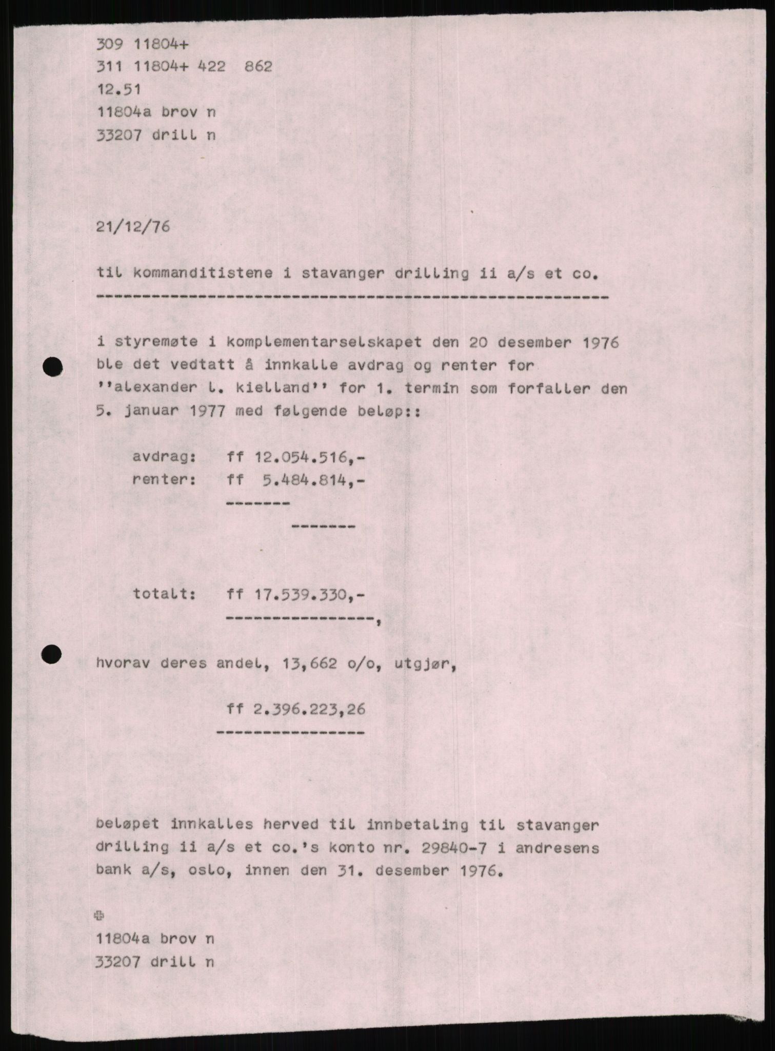 Pa 1503 - Stavanger Drilling AS, SAST/A-101906/D/L0007: Korrespondanse og saksdokumenter, 1974-1981, p. 636