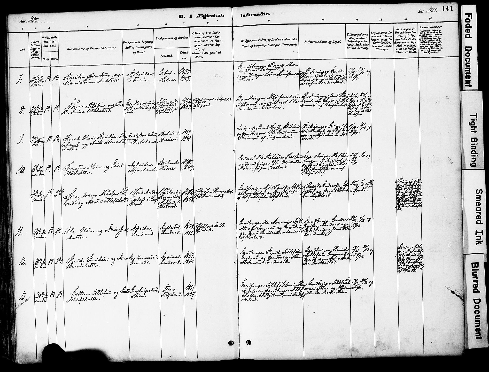 Evje sokneprestkontor, AV/SAK-1111-0008/F/Fa/Fac/L0003: Parish register (official) no. A 3, 1884-1909, p. 141