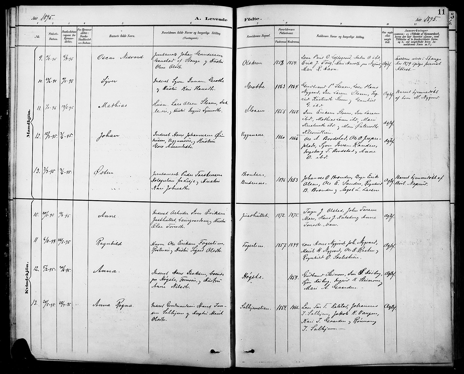 Sel prestekontor, SAH/PREST-074/H/Ha/Hab/L0001: Parish register (copy) no. 1, 1894-1923, p. 11