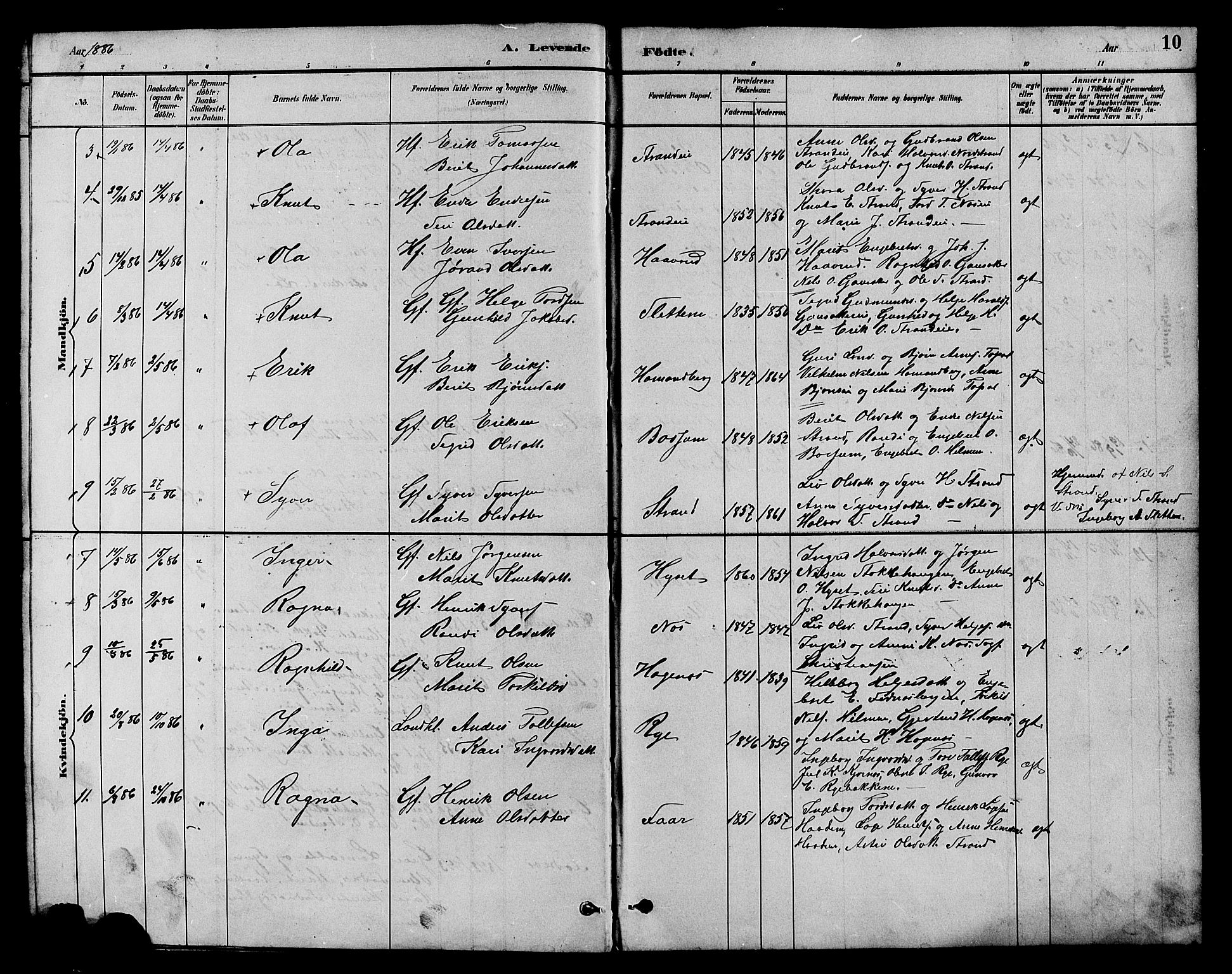 Nord-Aurdal prestekontor, SAH/PREST-132/H/Ha/Hab/L0007: Parish register (copy) no. 7, 1883-1910, p. 10
