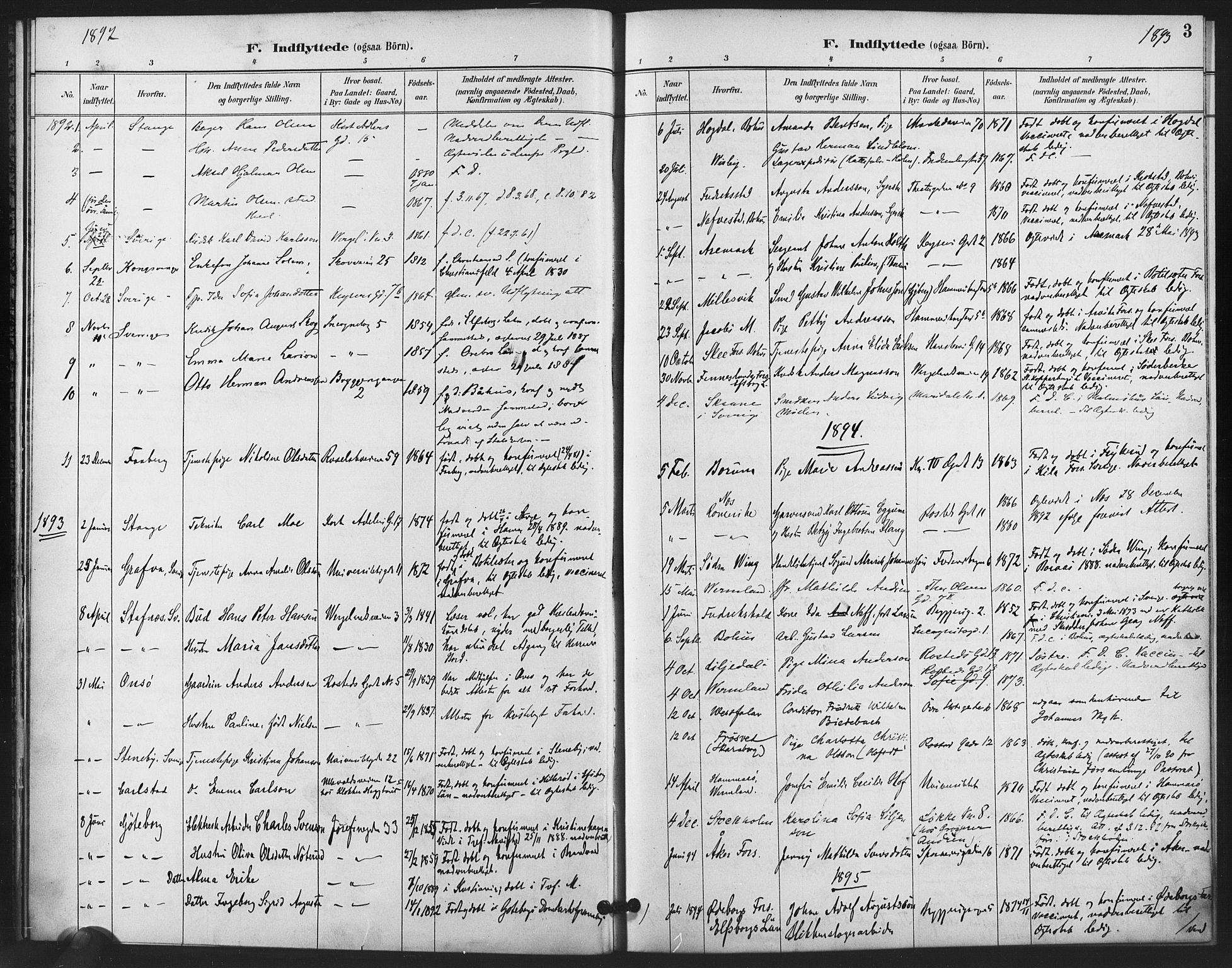Trefoldighet prestekontor Kirkebøker, SAO/A-10882/F/Fe/L0002: Parish register (official) no. V 2, 1888-1919, p. 3