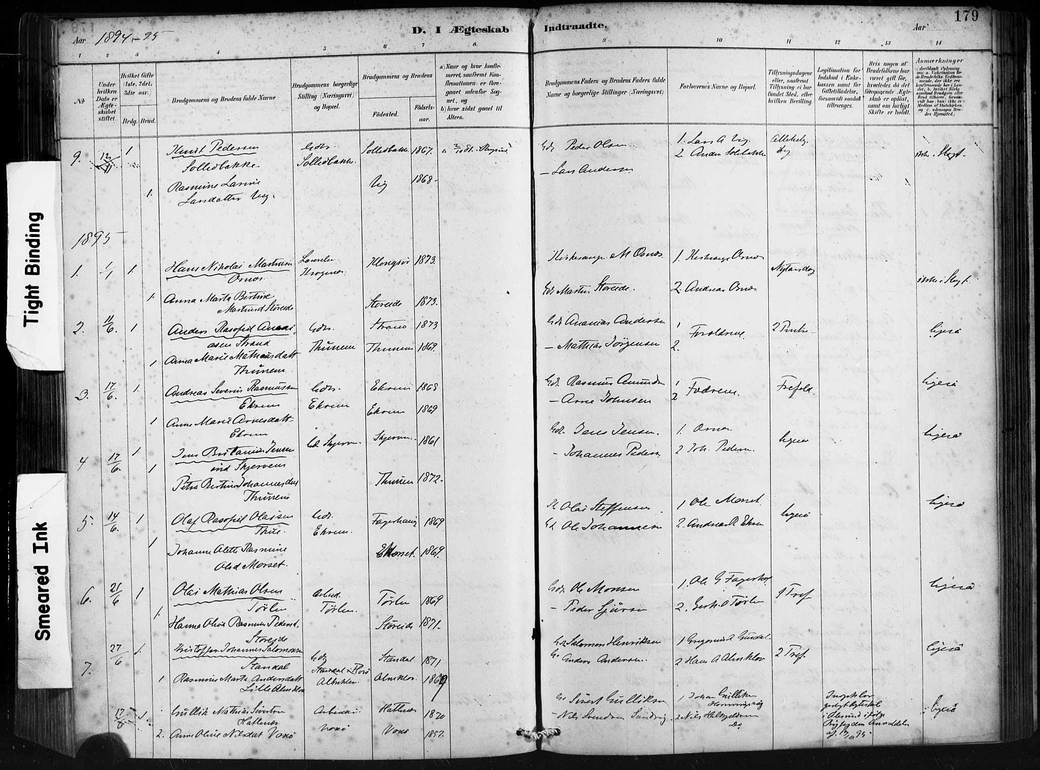 Ministerialprotokoller, klokkerbøker og fødselsregistre - Møre og Romsdal, AV/SAT-A-1454/501/L0008: Parish register (official) no. 501A08, 1885-1901, p. 179