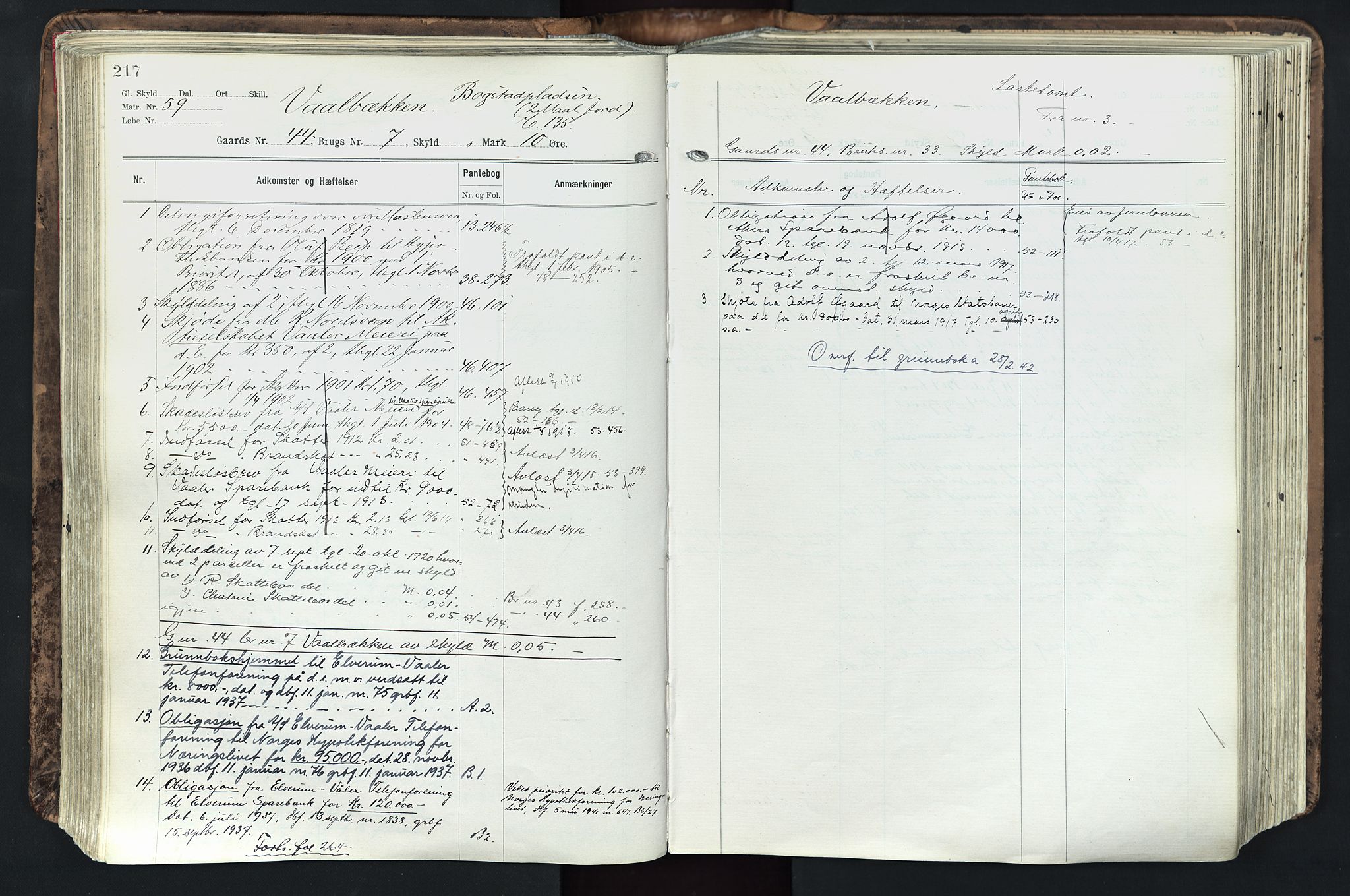 Solør tingrett, AV/SAH-TING-008/H/Ha/Hak/L0003: Mortgage register no. III, 1900-1935, p. 217