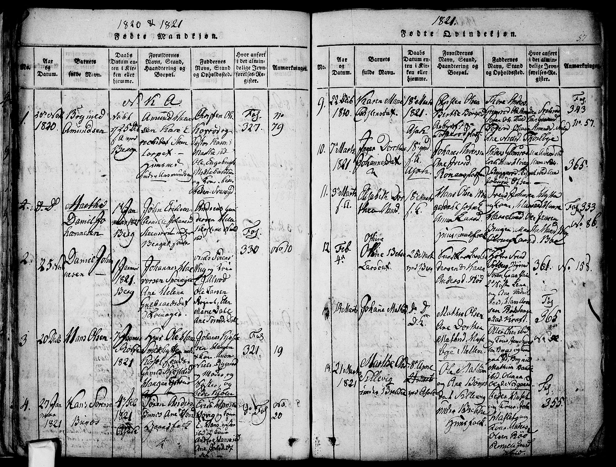 Berg prestekontor Kirkebøker, AV/SAO-A-10902/F/Fa/L0002: Parish register (official) no. I 2, 1815-1831, p. 57