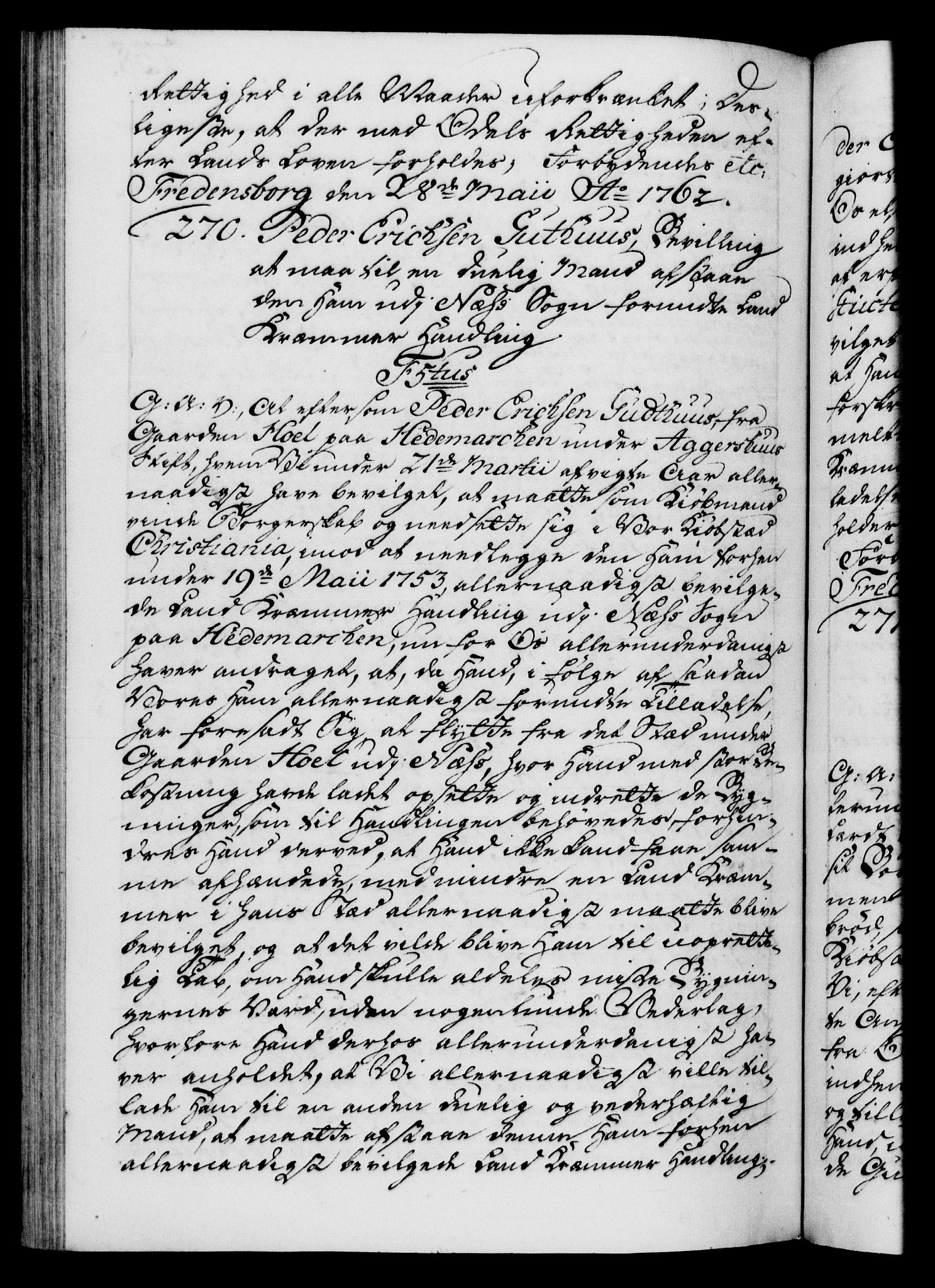 Danske Kanselli 1572-1799, AV/RA-EA-3023/F/Fc/Fca/Fcaa/L0041: Norske registre, 1760-1762, p. 738b