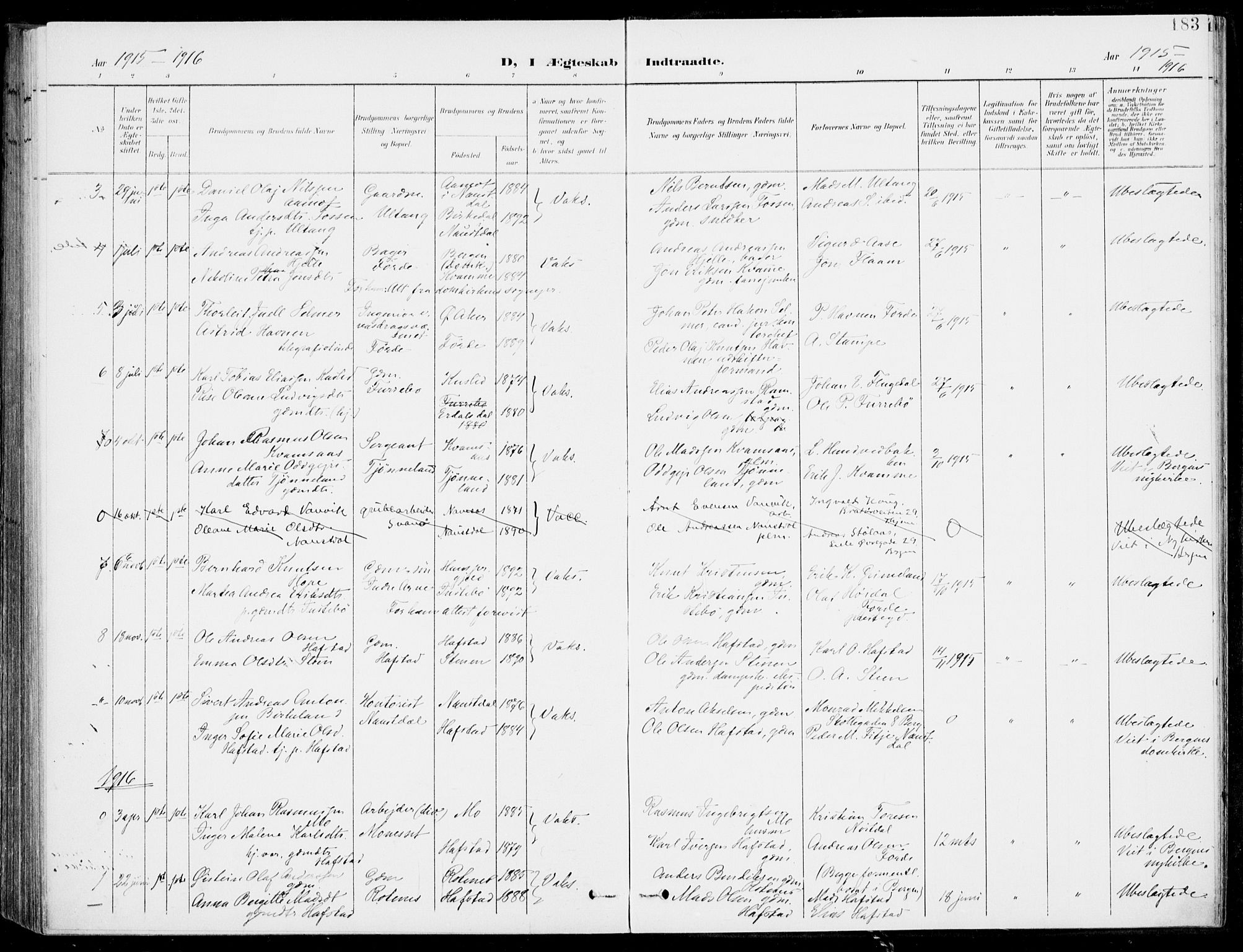 Førde sokneprestembete, SAB/A-79901/H/Haa/Haab/L0002: Parish register (official) no. B  2, 1899-1920, p. 183