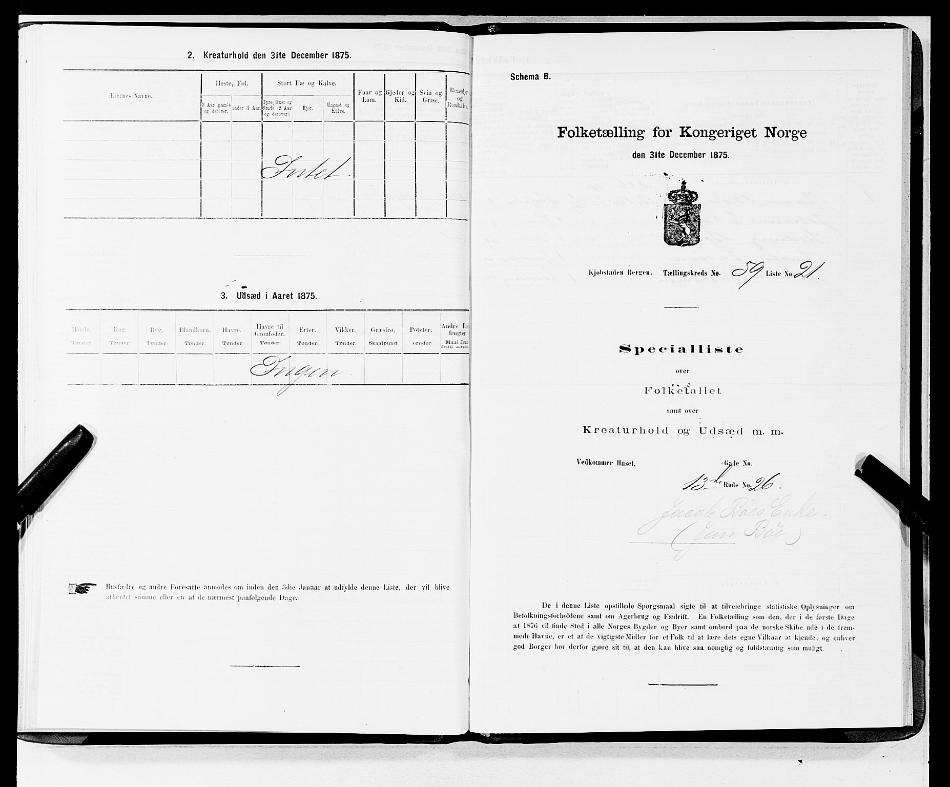 SAB, 1875 census for 1301 Bergen, 1875, p. 3164