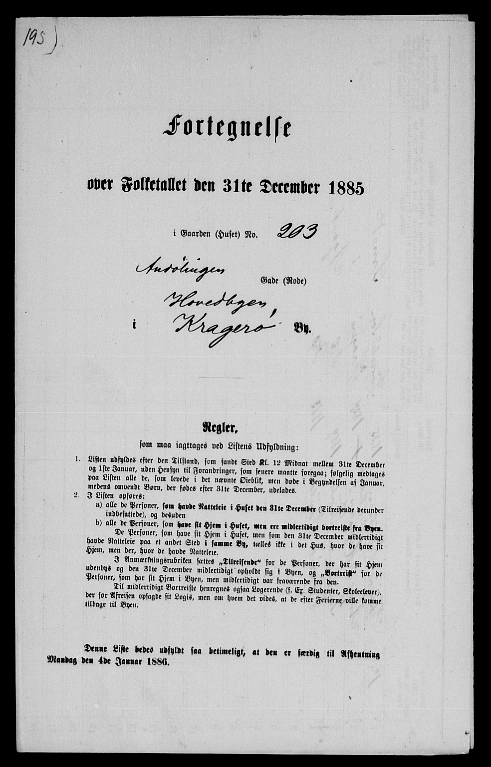 SAKO, 1885 census for 0801 Kragerø, 1885, p. 1419