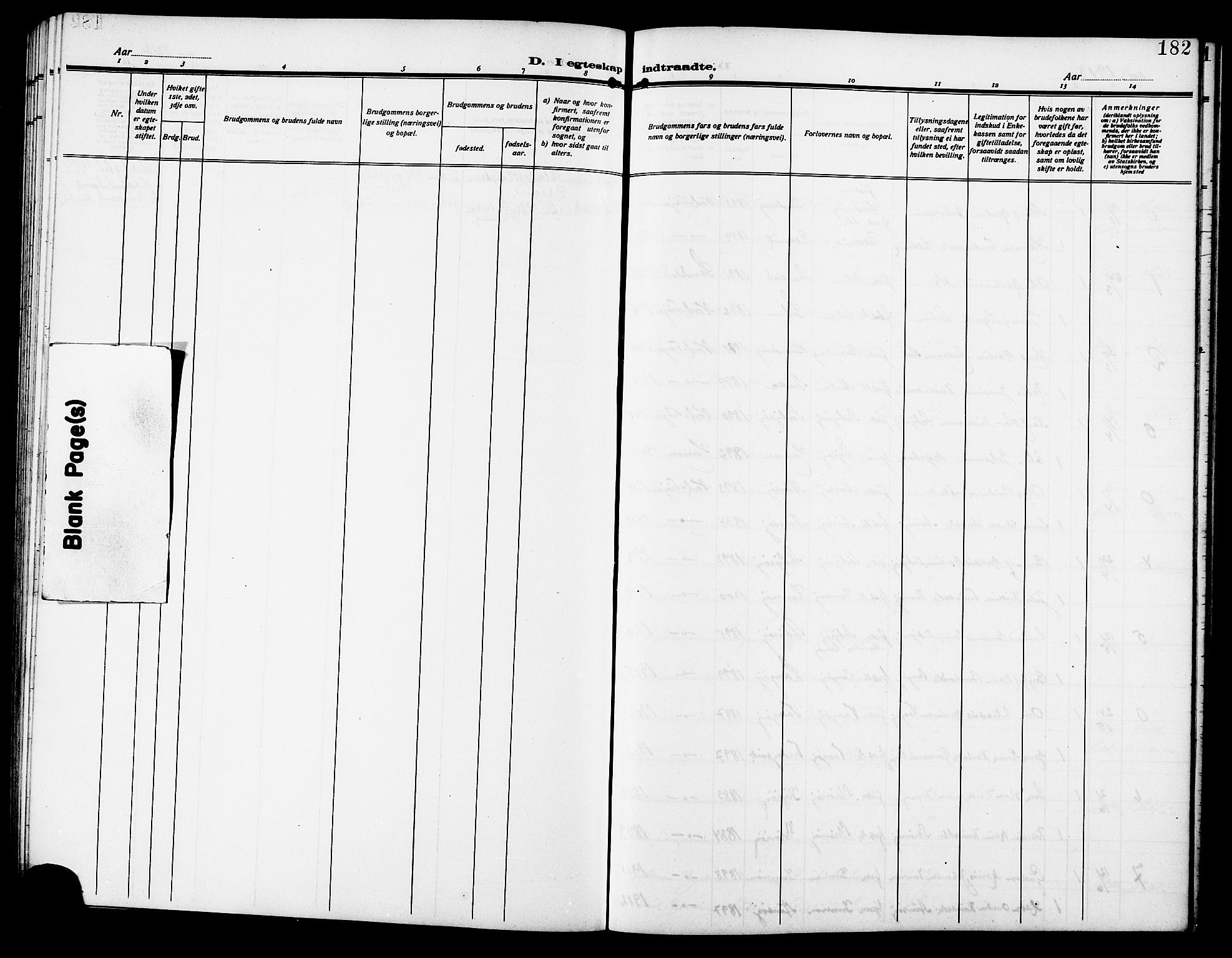 Ministerialprotokoller, klokkerbøker og fødselsregistre - Sør-Trøndelag, SAT/A-1456/640/L0588: Parish register (copy) no. 640C05, 1909-1922, p. 182