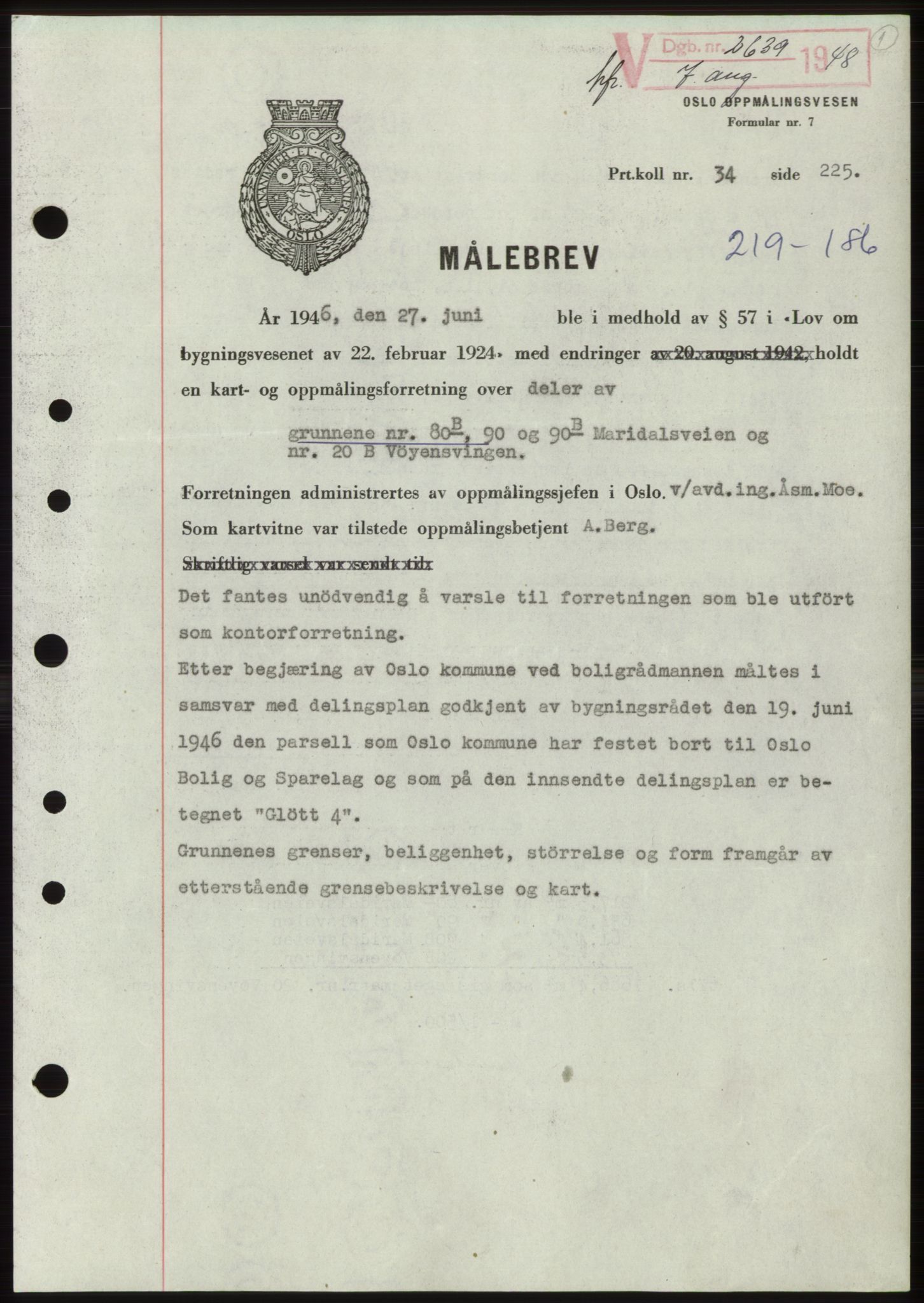 Oslo byskriverembete, AV/SAO-A-10227/G/Gb/Gbb/Gbbd/L0001: Mortgage book no. VS1, 1936-1948, Diary no: : 2639/1948