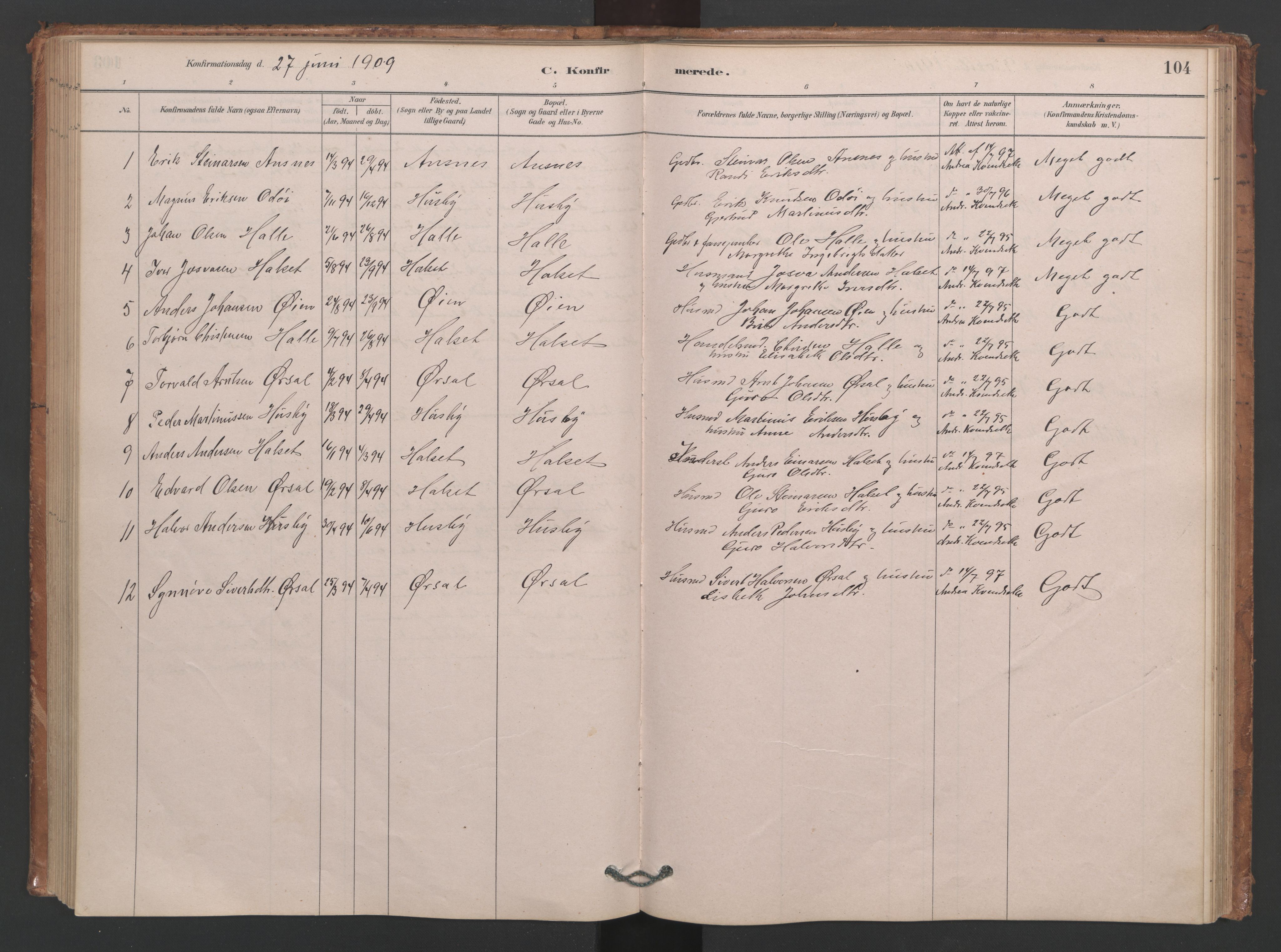 Ministerialprotokoller, klokkerbøker og fødselsregistre - Møre og Romsdal, AV/SAT-A-1454/593/L1034: Parish register (official) no. 593A01, 1879-1911, p. 104