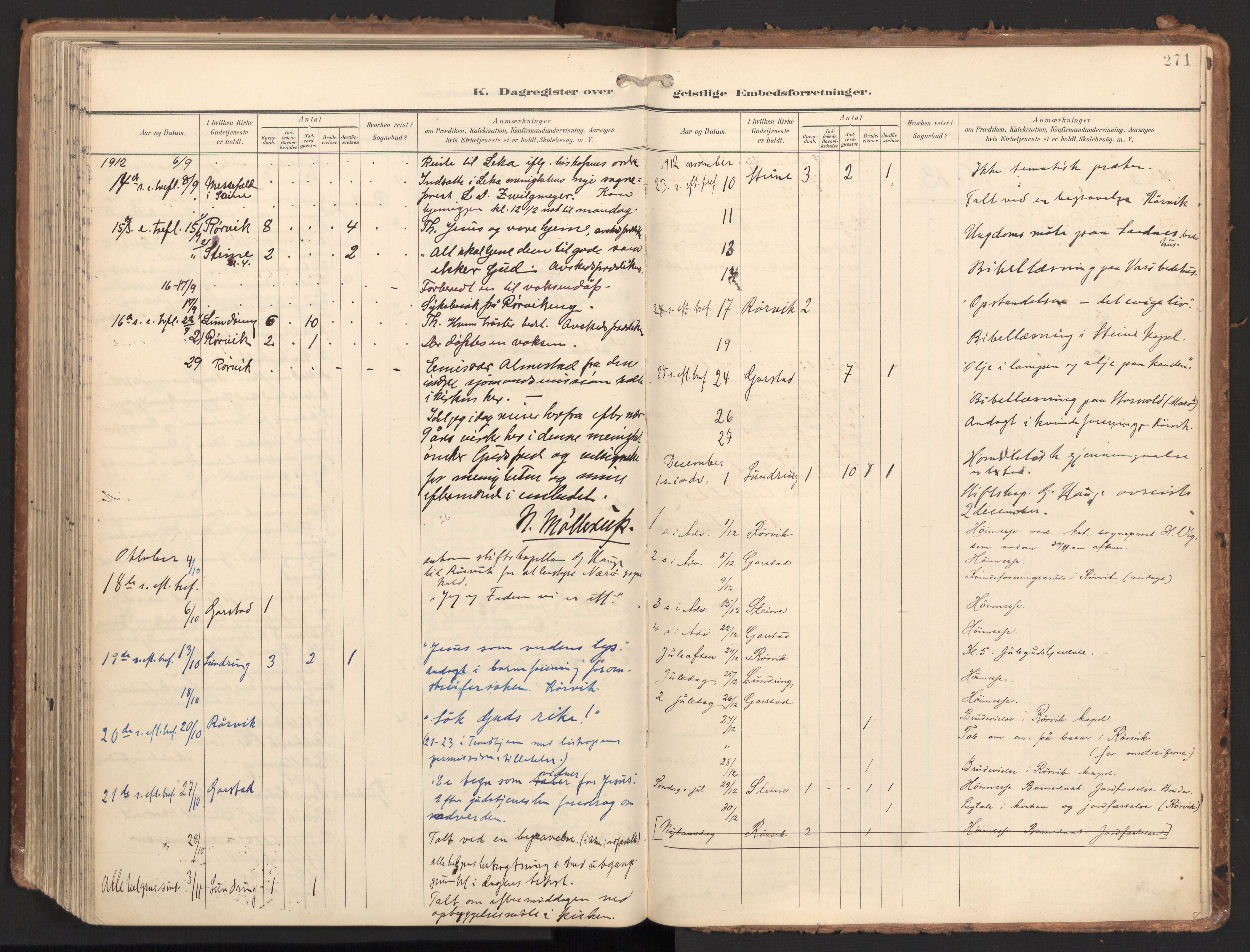 Ministerialprotokoller, klokkerbøker og fødselsregistre - Nord-Trøndelag, SAT/A-1458/784/L0677: Parish register (official) no. 784A12, 1900-1920, p. 271