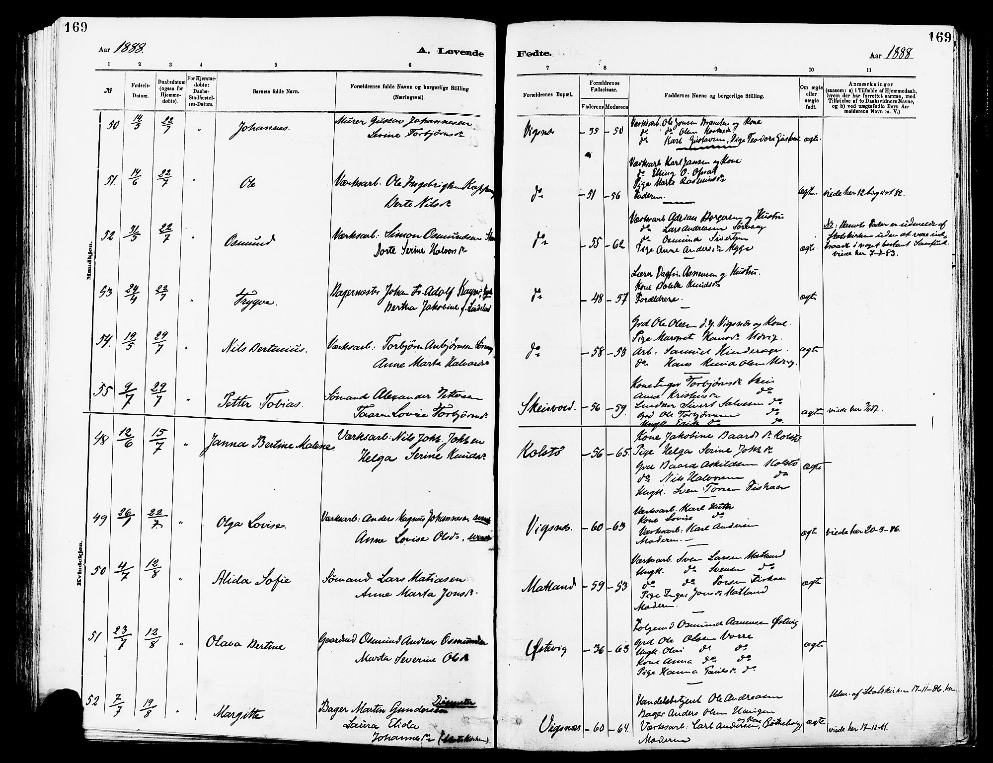 Avaldsnes sokneprestkontor, AV/SAST-A -101851/H/Ha/Haa/L0014: Parish register (official) no. A 14, 1880-1889, p. 169