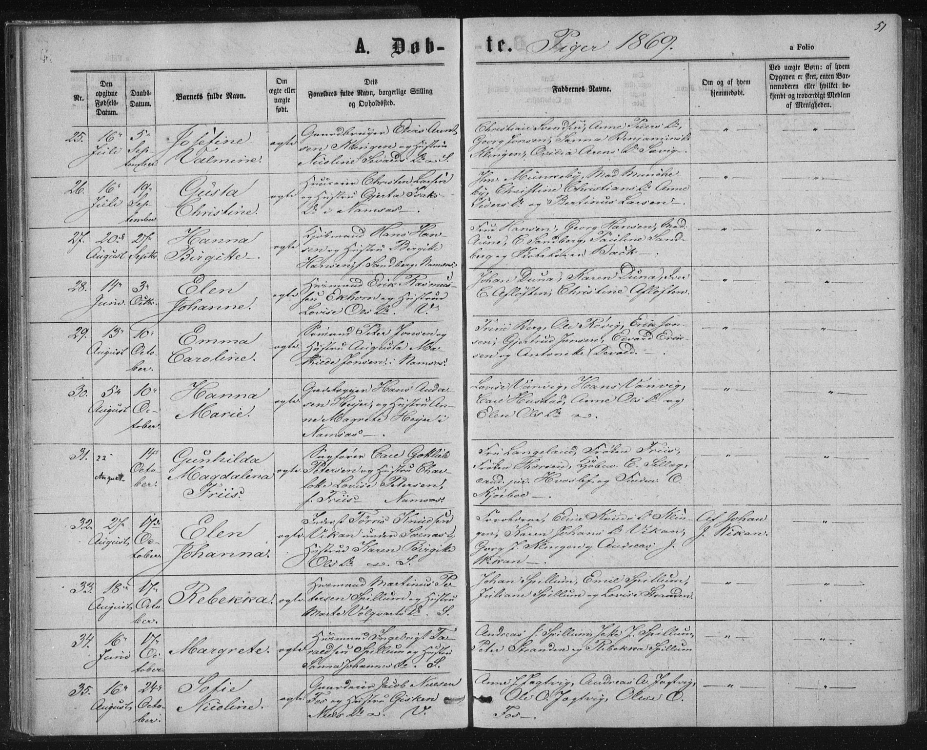 Ministerialprotokoller, klokkerbøker og fødselsregistre - Nord-Trøndelag, AV/SAT-A-1458/768/L0570: Parish register (official) no. 768A05, 1865-1874, p. 51