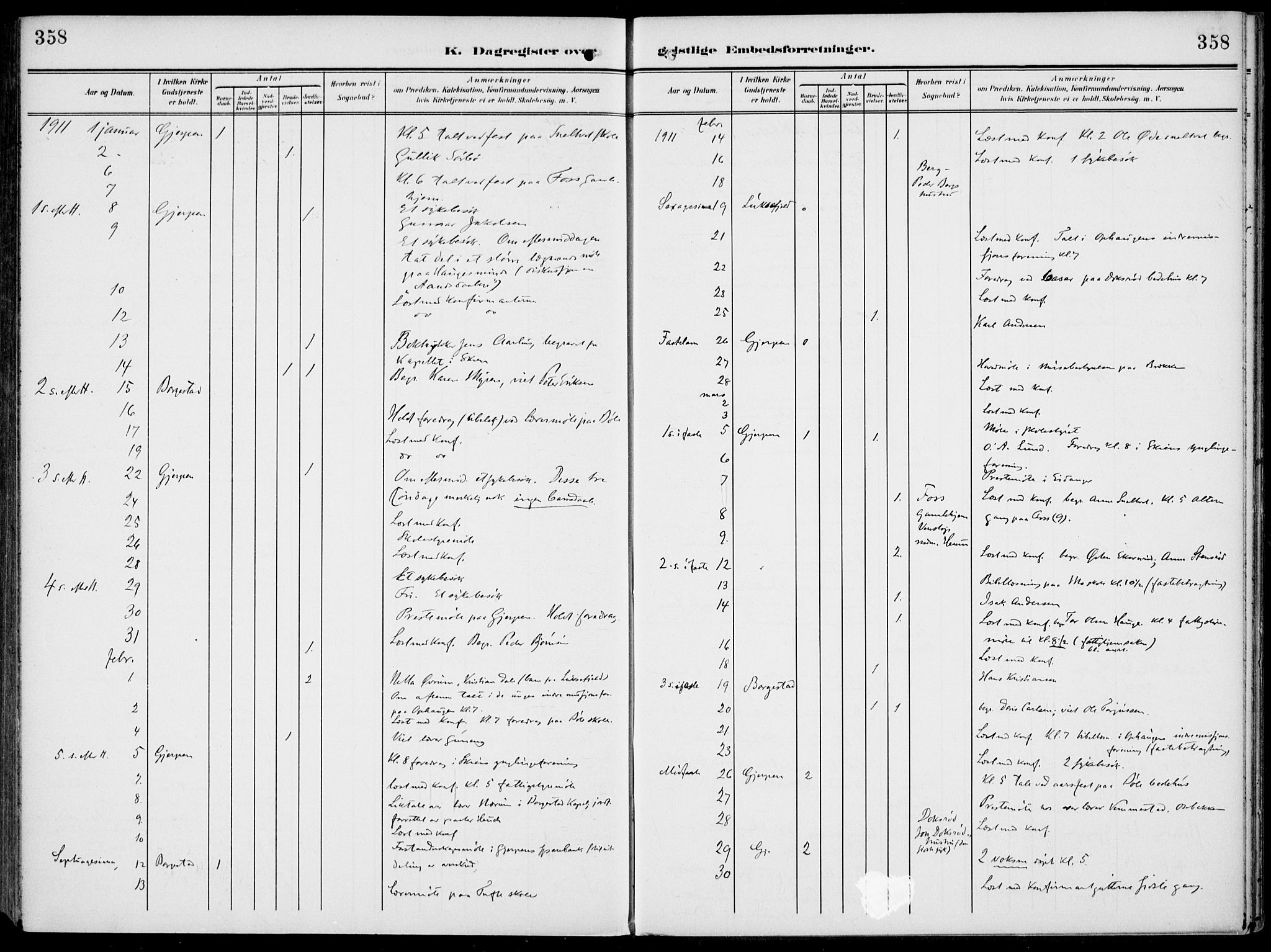 Gjerpen kirkebøker, AV/SAKO-A-265/F/Fa/L0012: Parish register (official) no. I 12, 1905-1913, p. 358