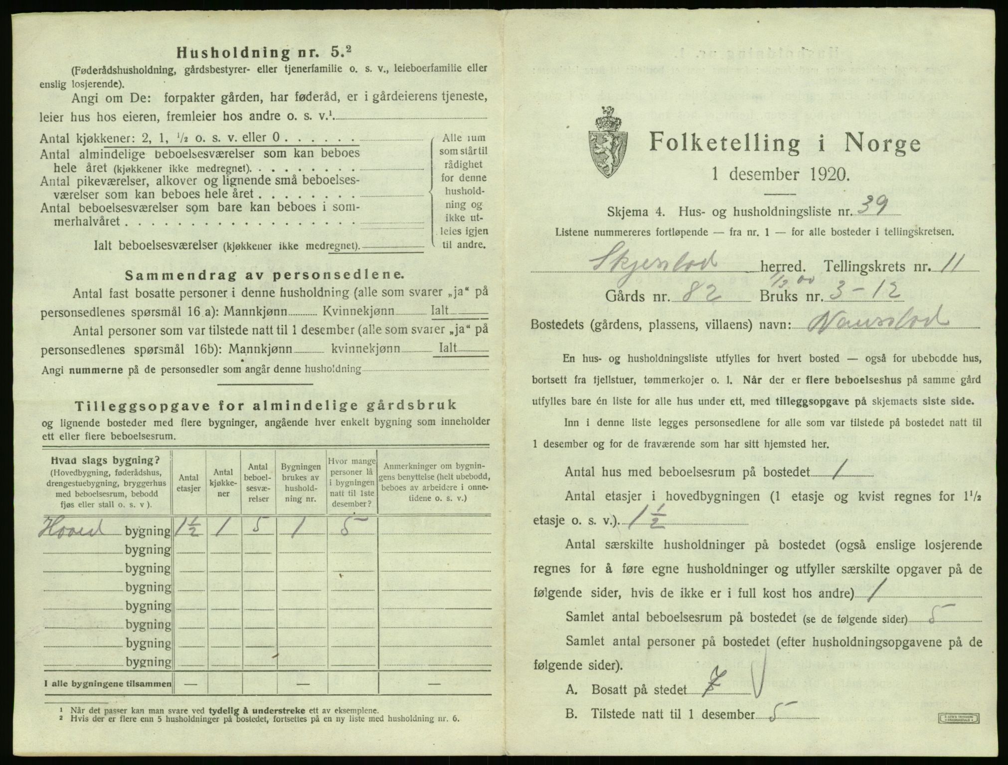 SAT, 1920 census for Skjerstad, 1920, p. 629