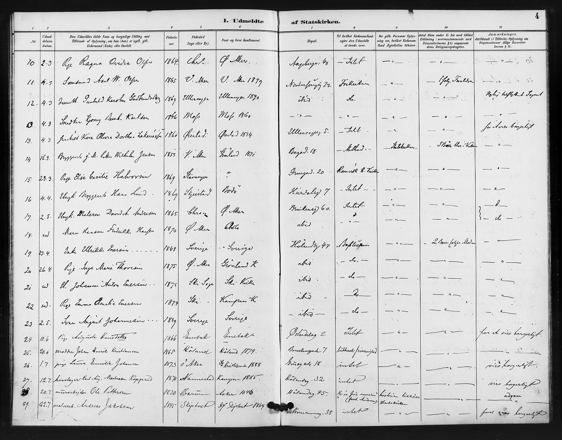 Kampen prestekontor Kirkebøker, AV/SAO-A-10853/F/Fb/L0002: Parish register (official) no. II 2, 1890-1911, p. 4