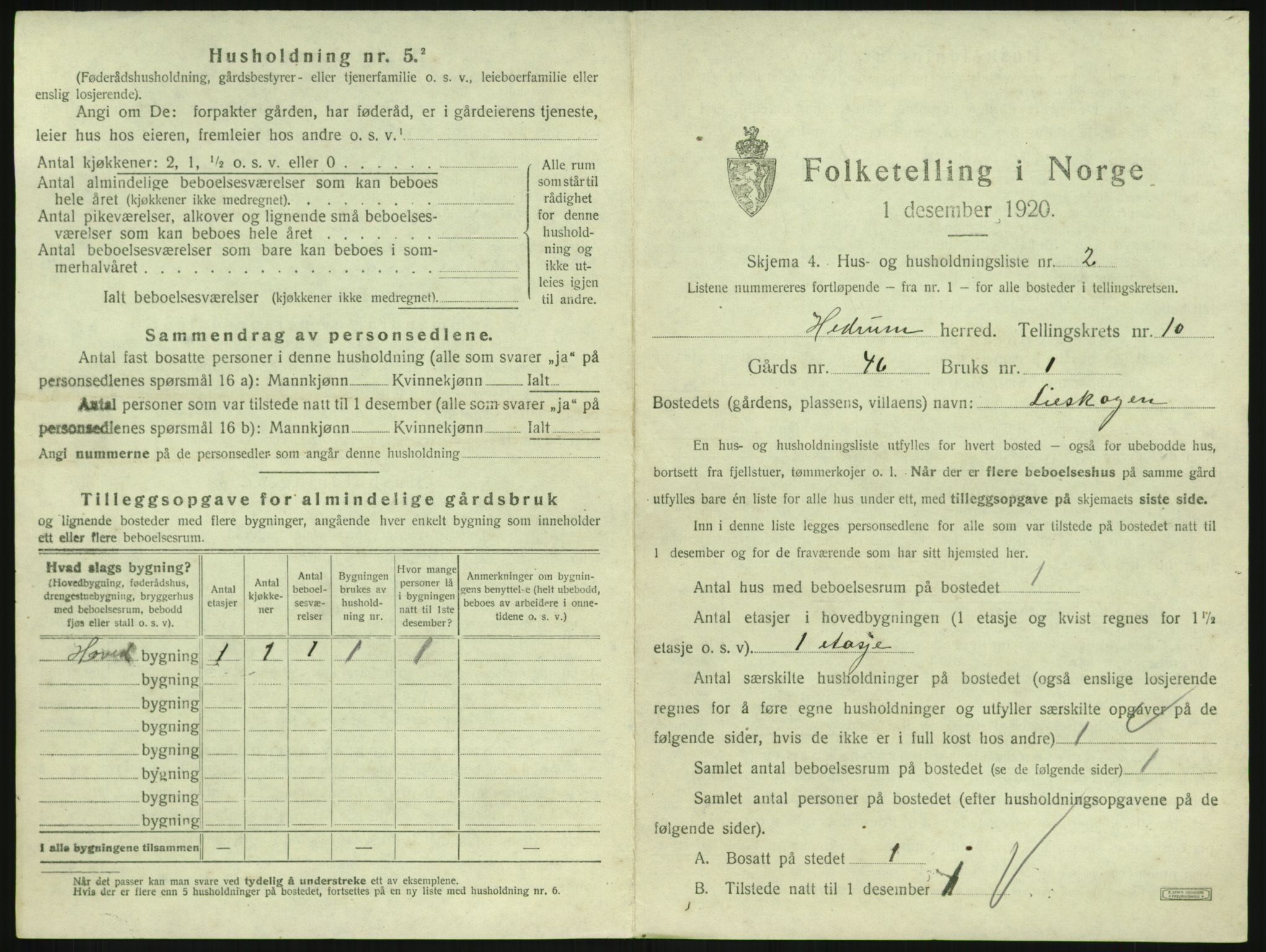 SAKO, 1920 census for Hedrum, 1920, p. 905