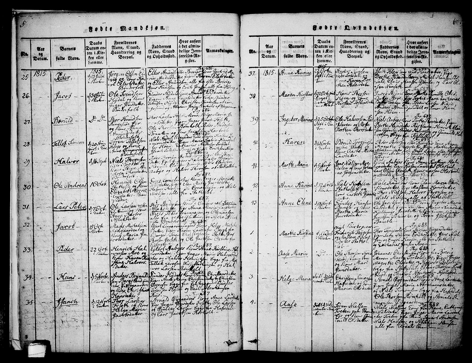 Bamble kirkebøker, SAKO/A-253/F/Fa/L0003: Parish register (official) no. I 3 /1, 1814-1834, p. 5-6