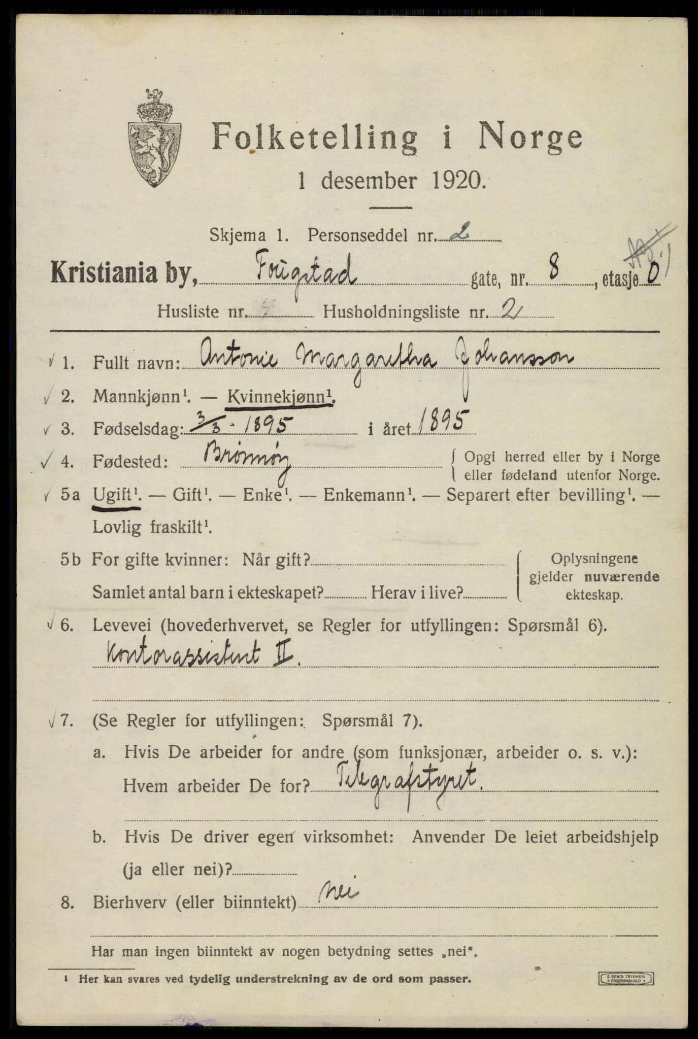 SAO, 1920 census for Kristiania, 1920, p. 232697