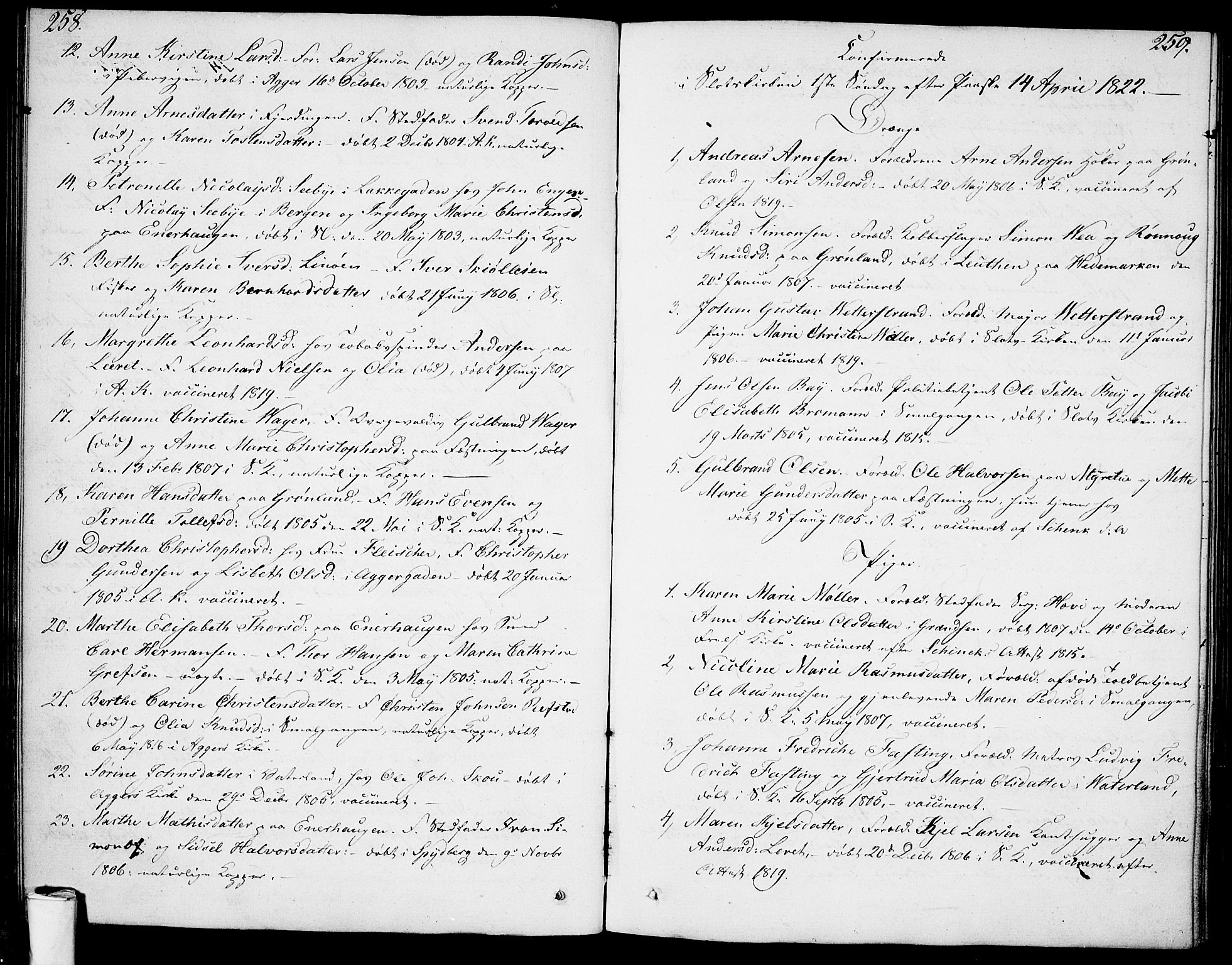 Garnisonsmenigheten Kirkebøker, SAO/A-10846/F/Fa/L0004: Parish register (official) no. 4, 1820-1828, p. 258-259