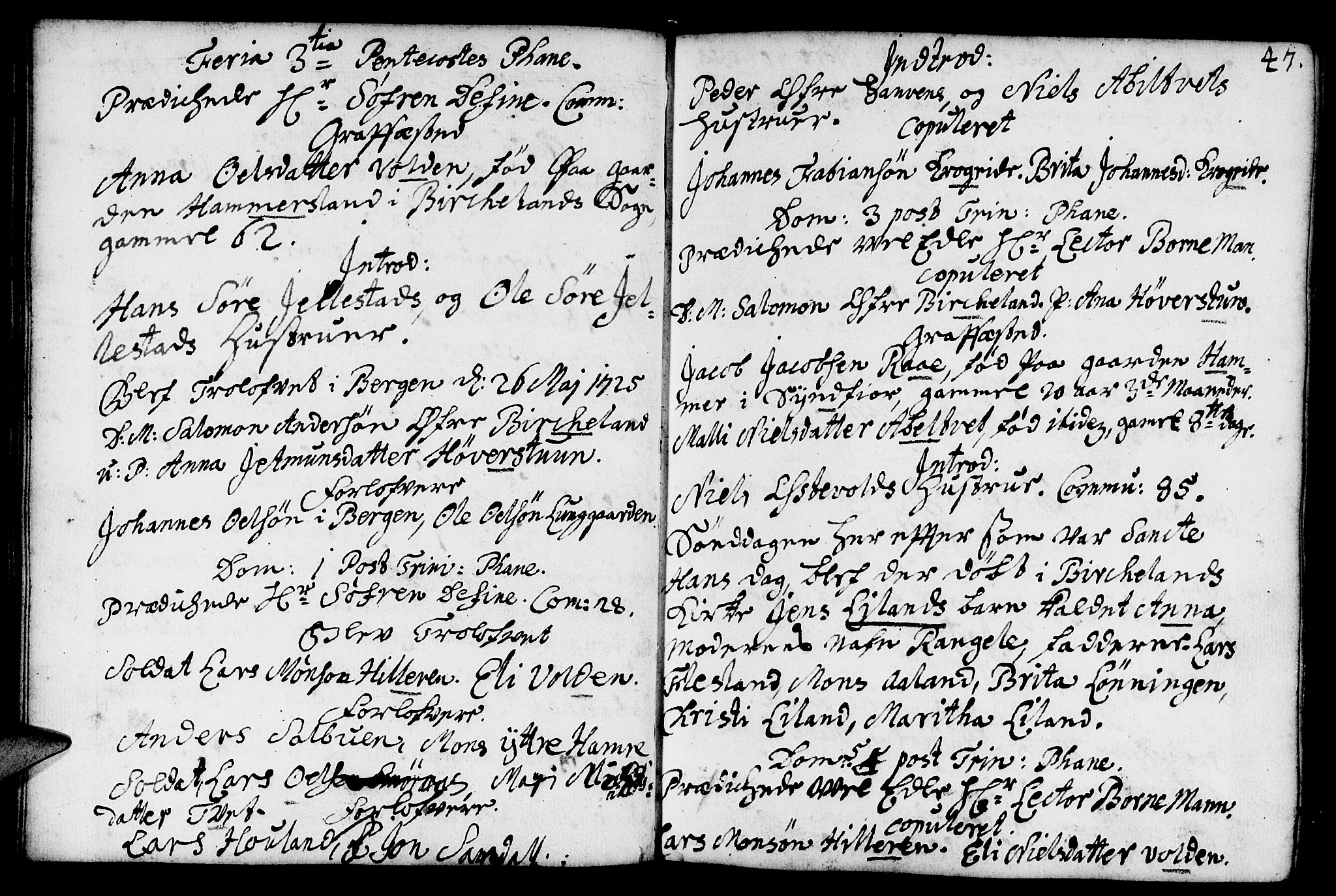 Fana Sokneprestembete, AV/SAB-A-75101/H/Haa/Haaa/L0002: Parish register (official) no. A 2, 1719-1735, p. 47