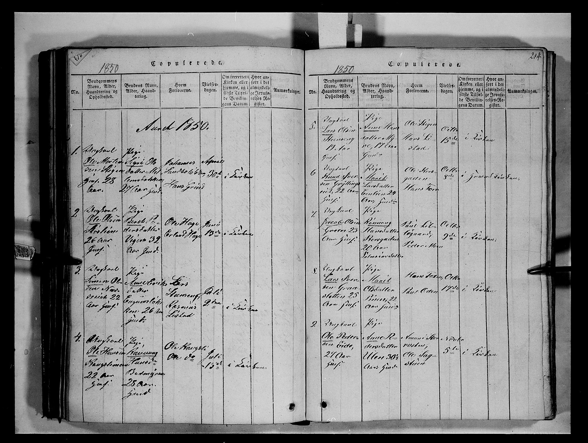 Fron prestekontor, SAH/PREST-078/H/Ha/Hab/L0004: Parish register (copy) no. 4, 1816-1850, p. 214