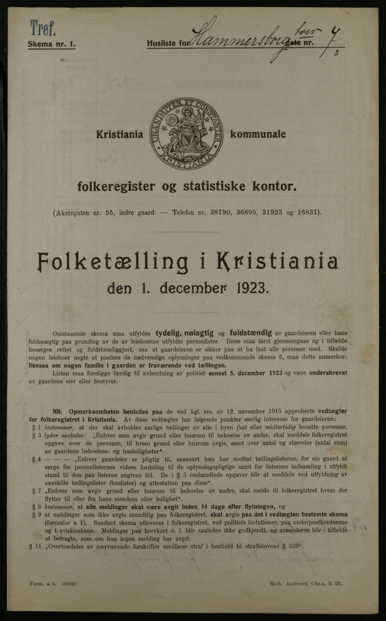 OBA, Municipal Census 1923 for Kristiania, 1923, p. 38637