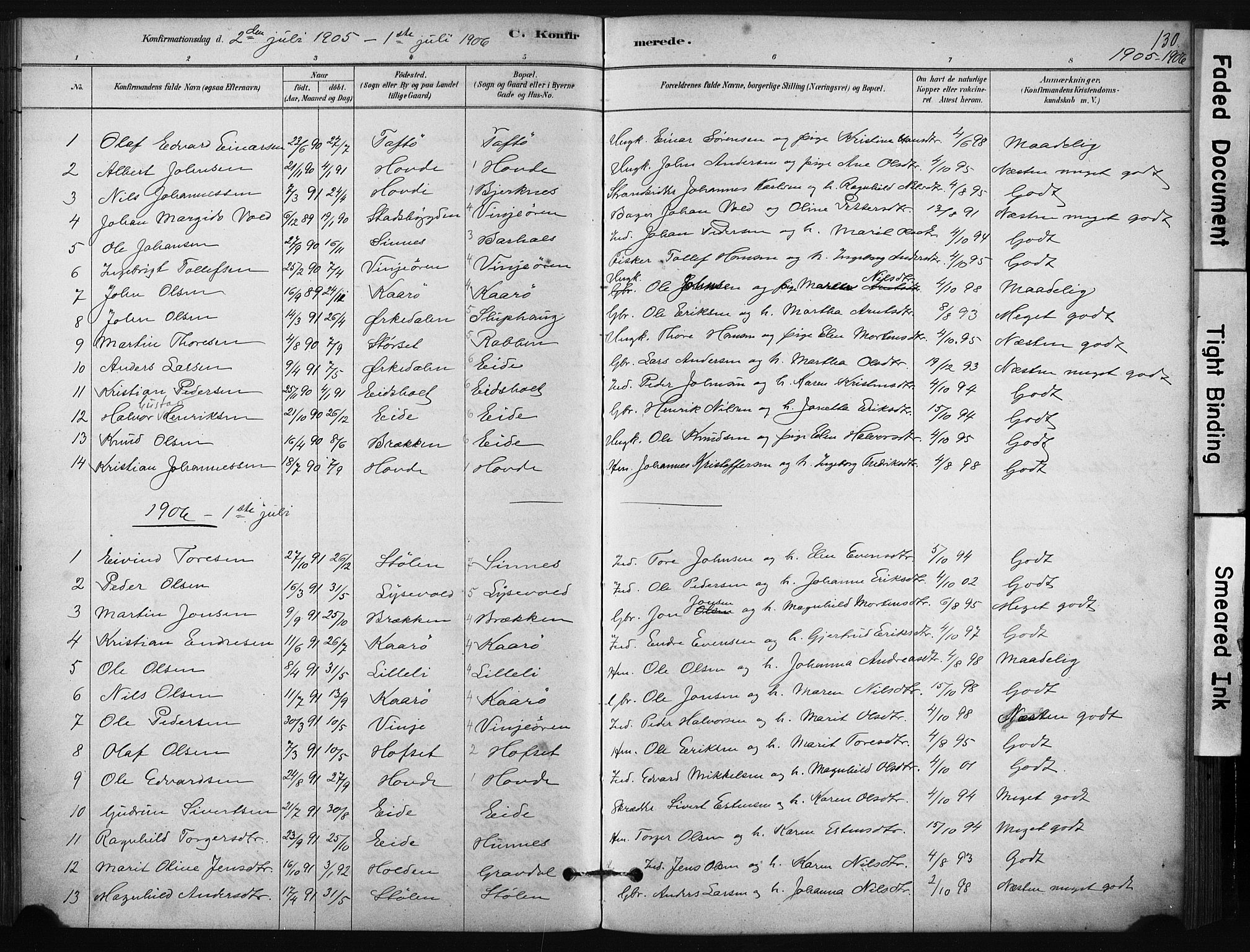 Ministerialprotokoller, klokkerbøker og fødselsregistre - Sør-Trøndelag, SAT/A-1456/631/L0512: Parish register (official) no. 631A01, 1879-1912, p. 130