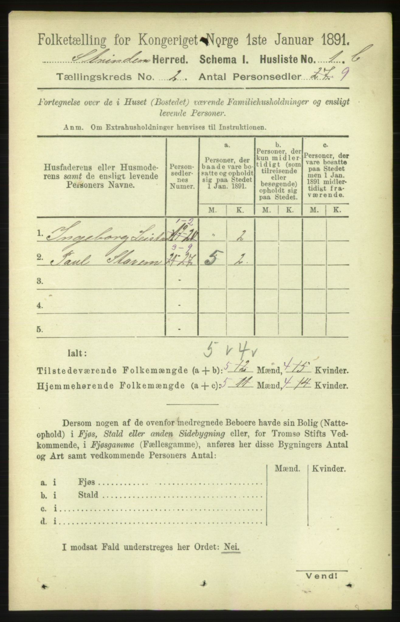 RA, 1891 census for 1660 Strinda, 1891, p. 689