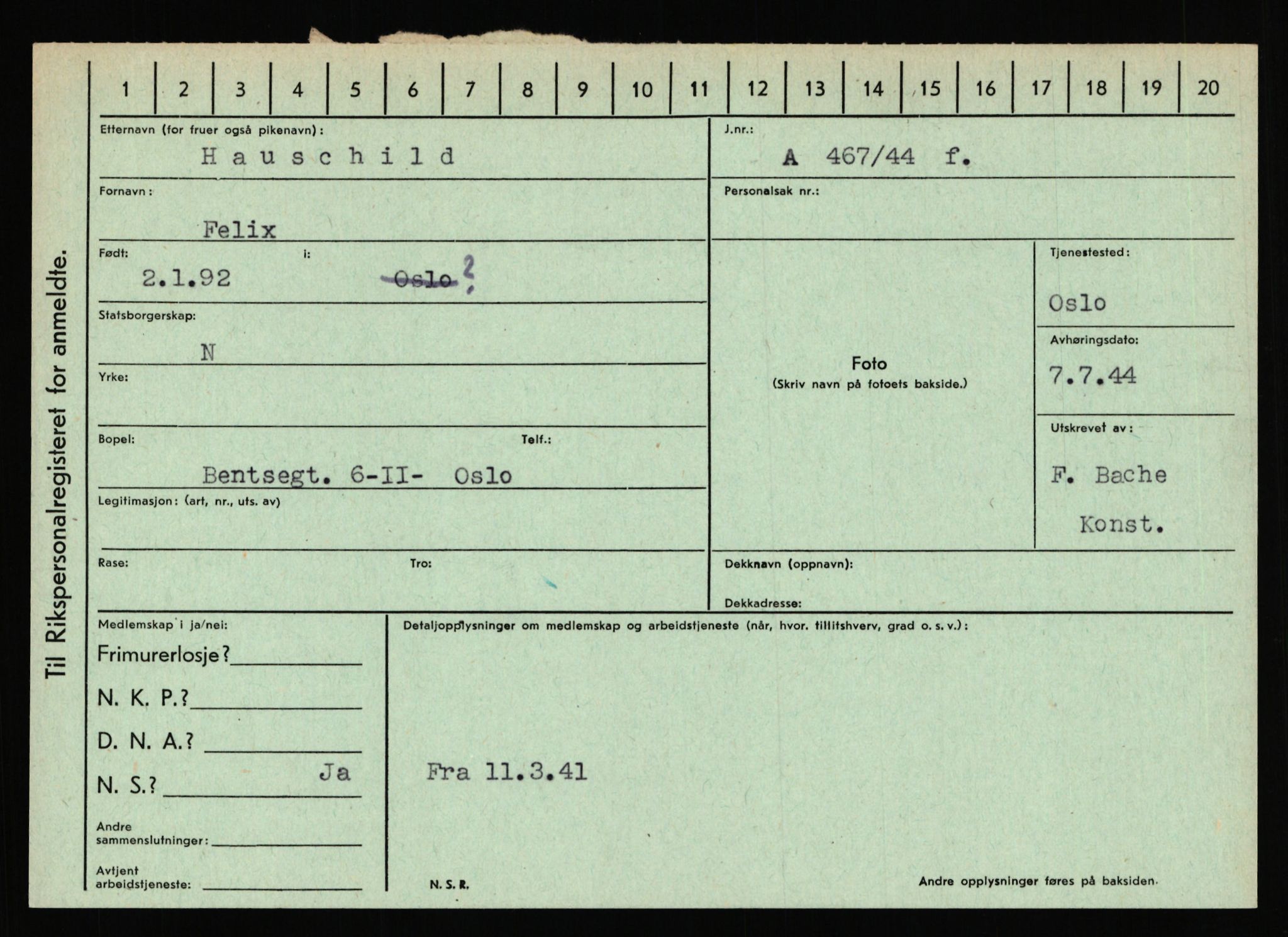 Statspolitiet - Hovedkontoret / Osloavdelingen, AV/RA-S-1329/C/Ca/L0006: Hanche - Hokstvedt, 1943-1945, p. 2787