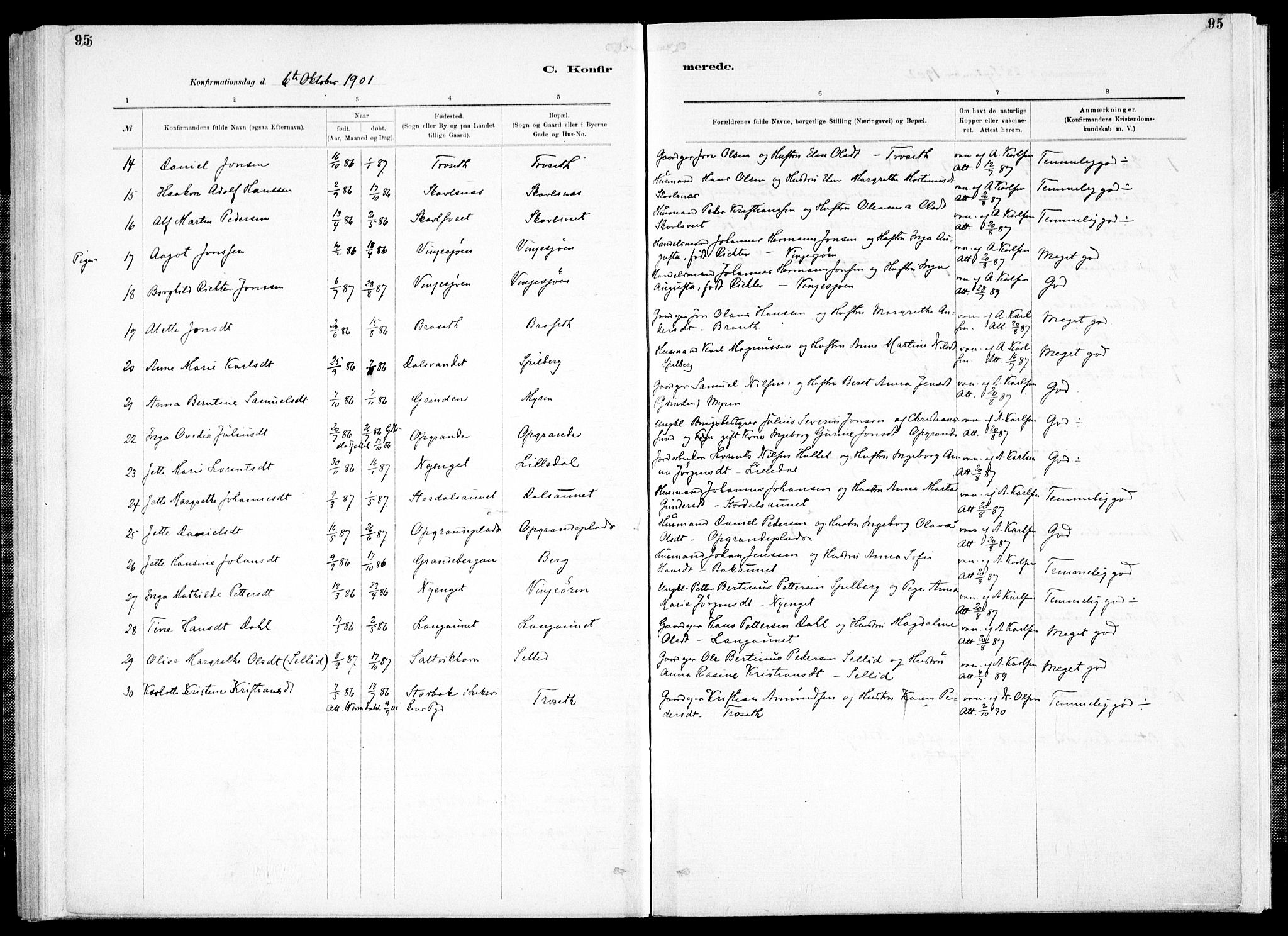 Ministerialprotokoller, klokkerbøker og fødselsregistre - Nord-Trøndelag, SAT/A-1458/733/L0325: Parish register (official) no. 733A04, 1884-1908, p. 95