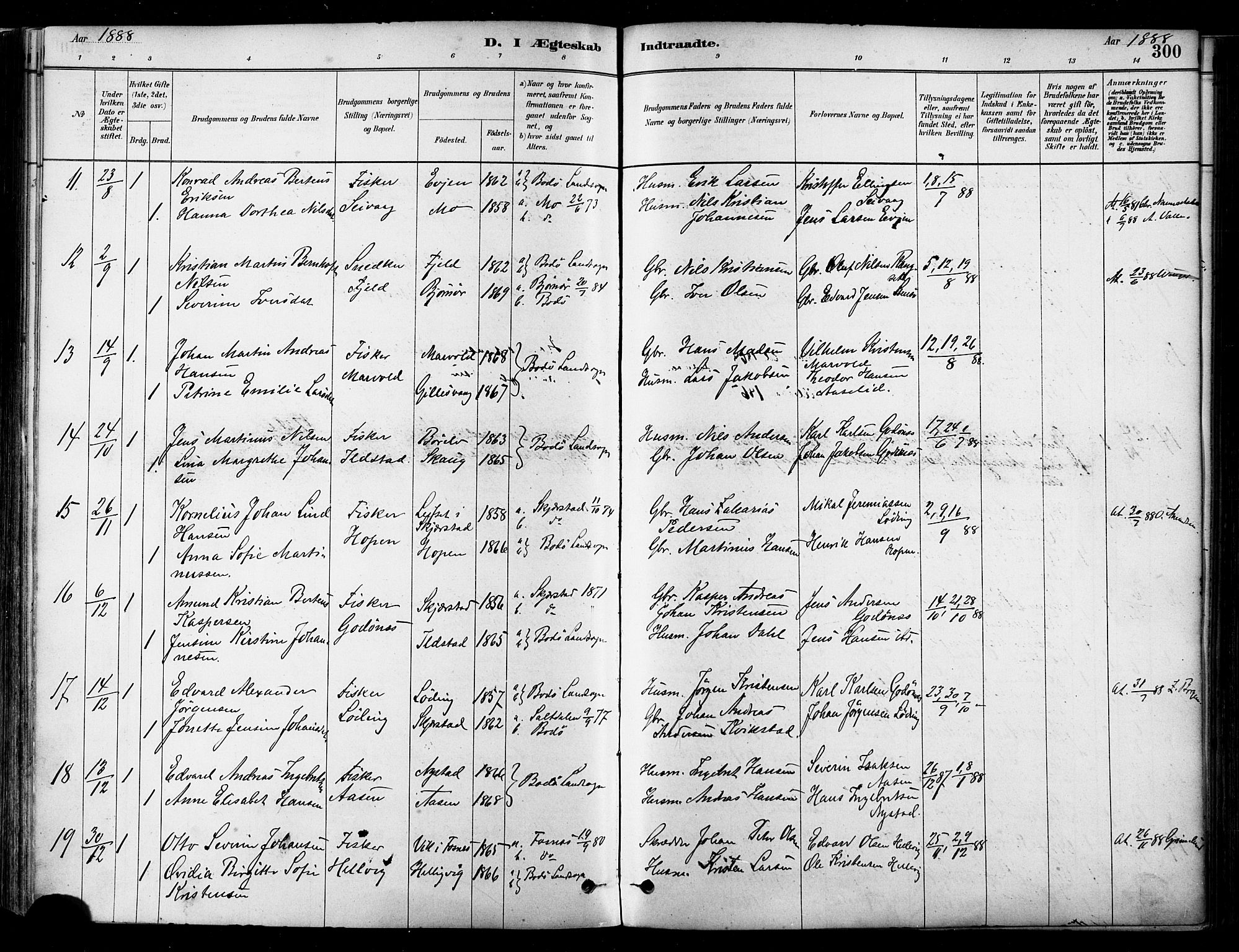Ministerialprotokoller, klokkerbøker og fødselsregistre - Nordland, SAT/A-1459/802/L0054: Parish register (official) no. 802A01, 1879-1893, p. 300